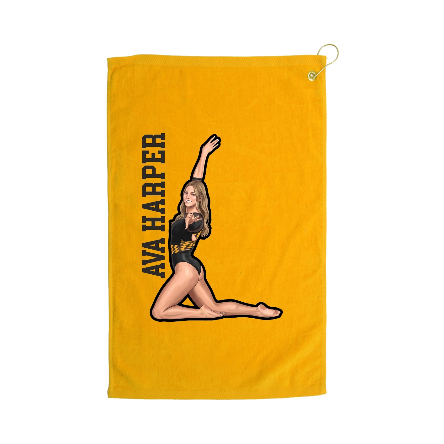 Golf Towel — Name Vertical in Gold