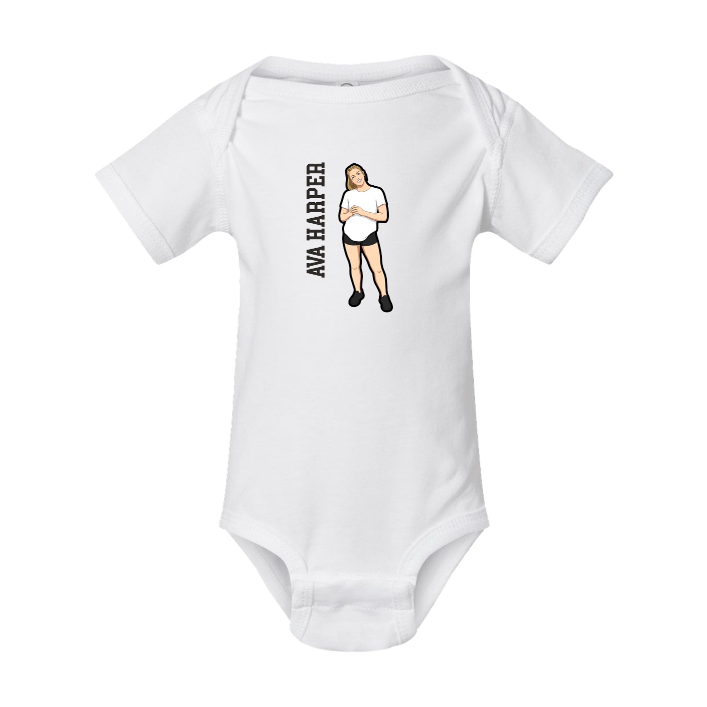 Baby Onesie — Name Vertical in White