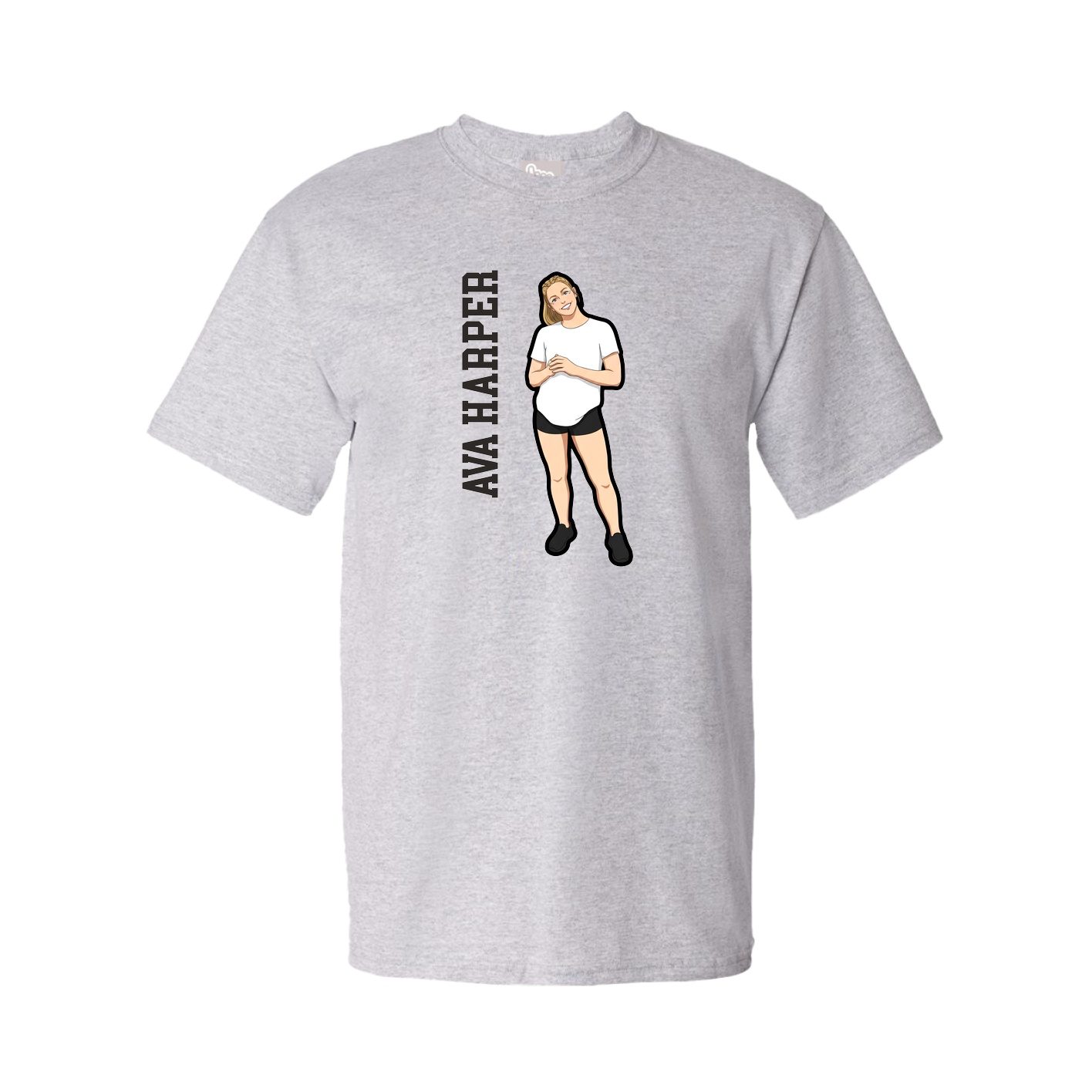 Tee — Name Vertical in Grey