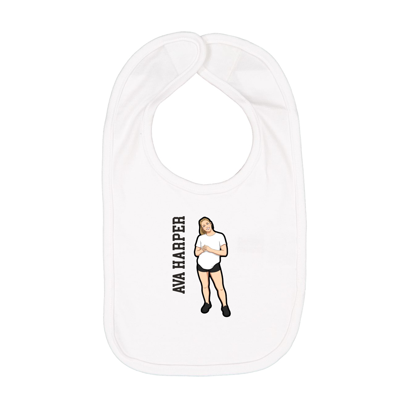 Infant Bib — Name Vertical in White