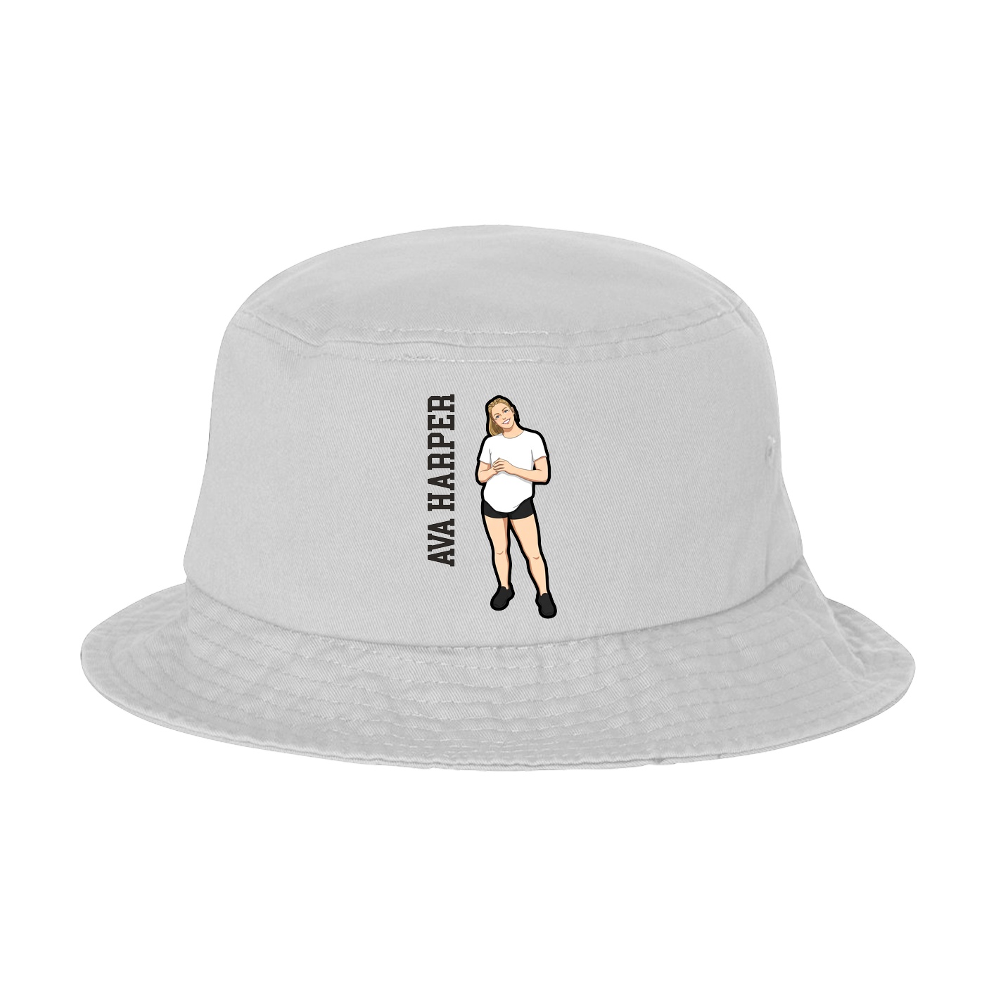 Bucket Cap — Name Vertical in White