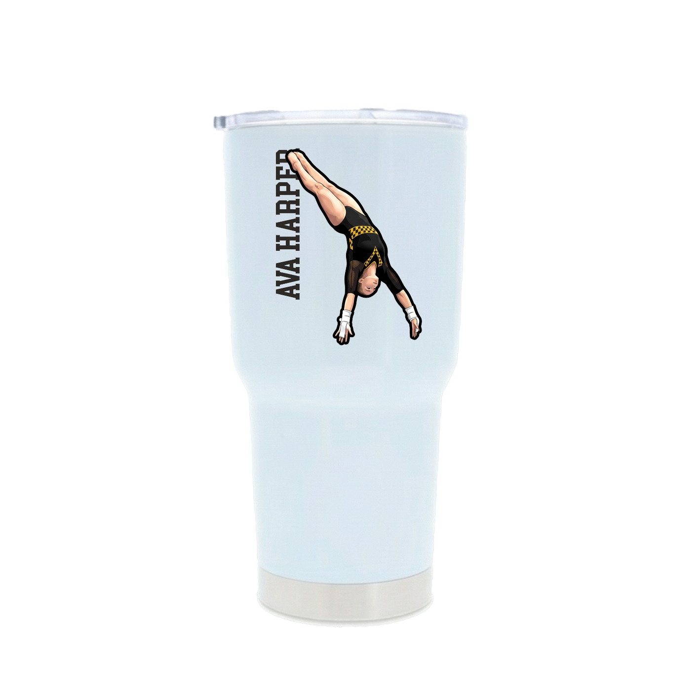 30oz Stainless Steel Tumbler — Name Vertical in White