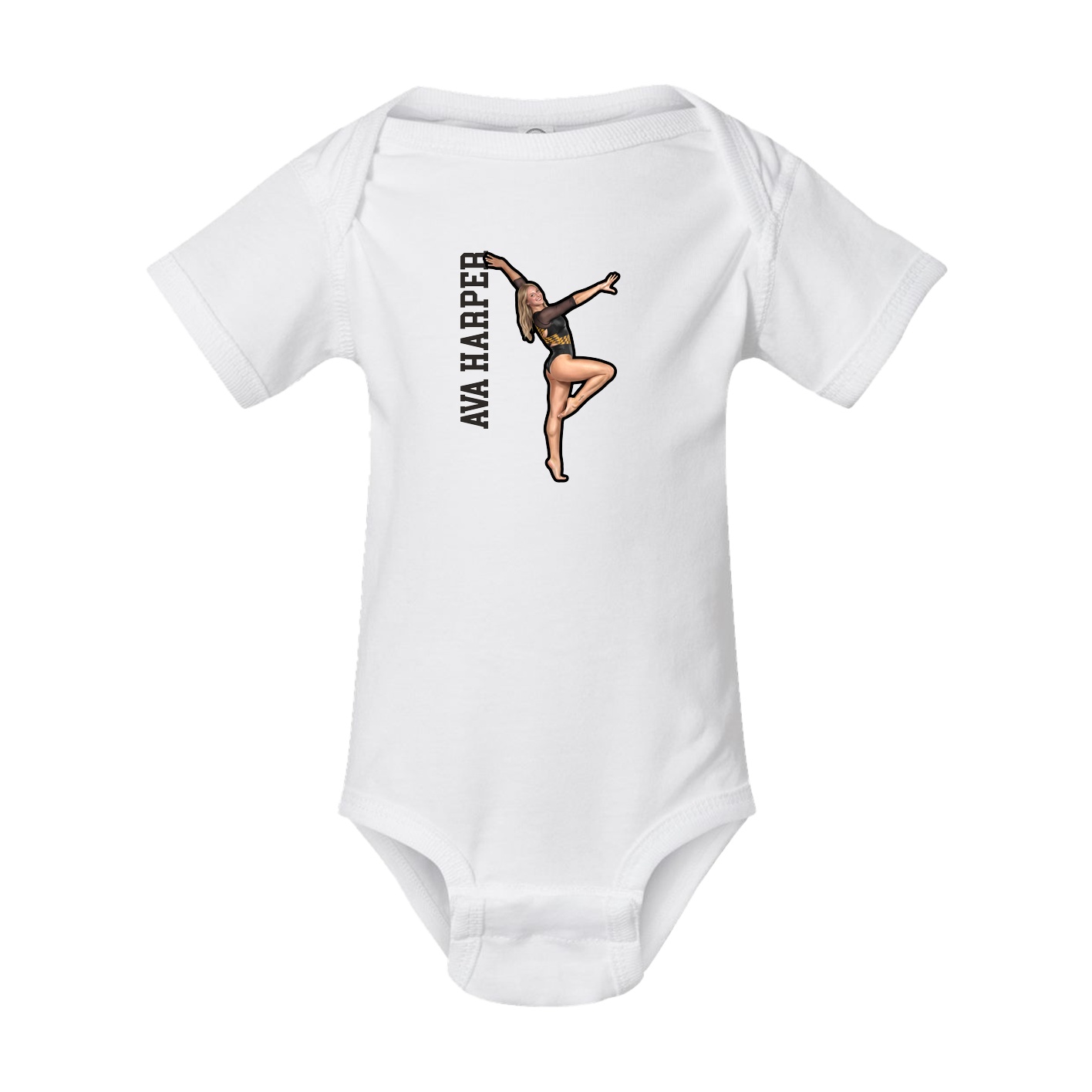 Baby Onesie — Name Vertical in White