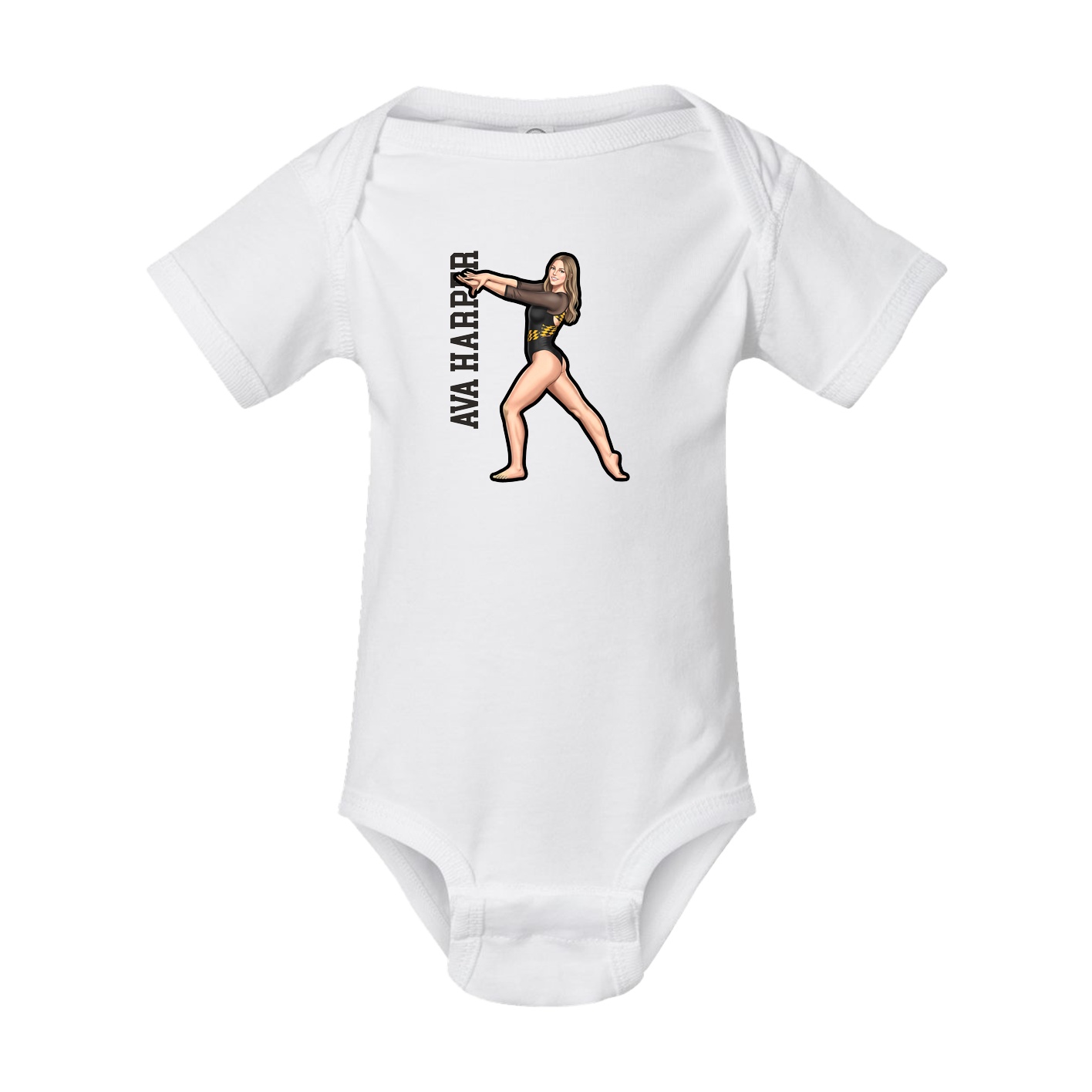 Baby Onesie — Name Vertical in White
