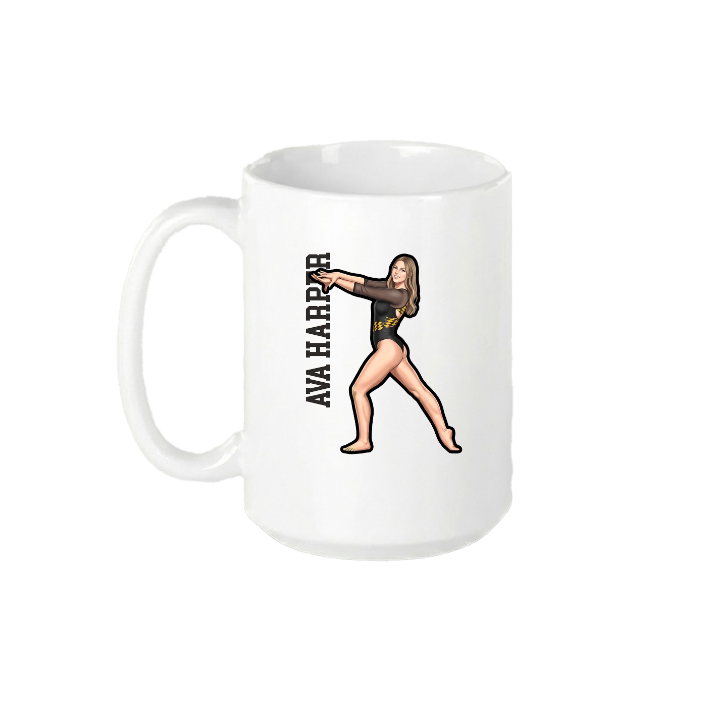 15oz Coffee Mug — Name Vertical in White