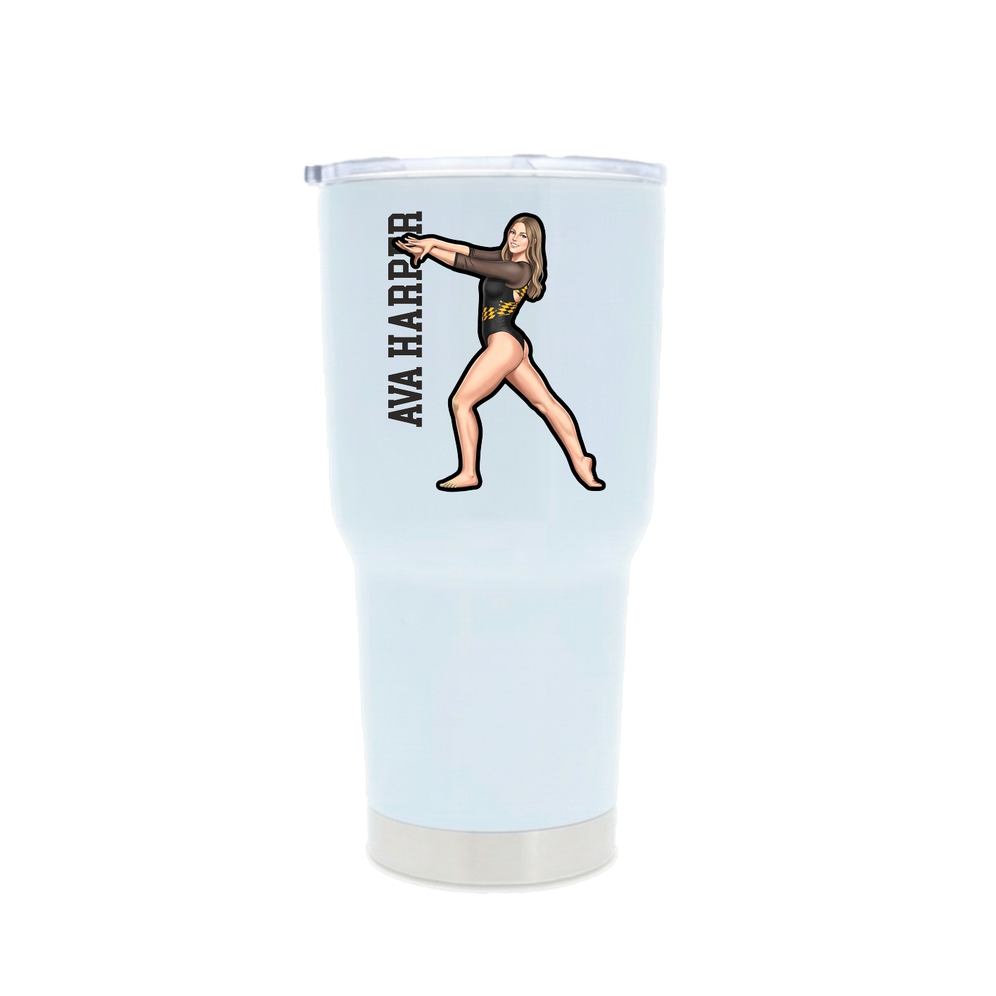 30oz Stainless Steel Tumbler — Name Vertical in White