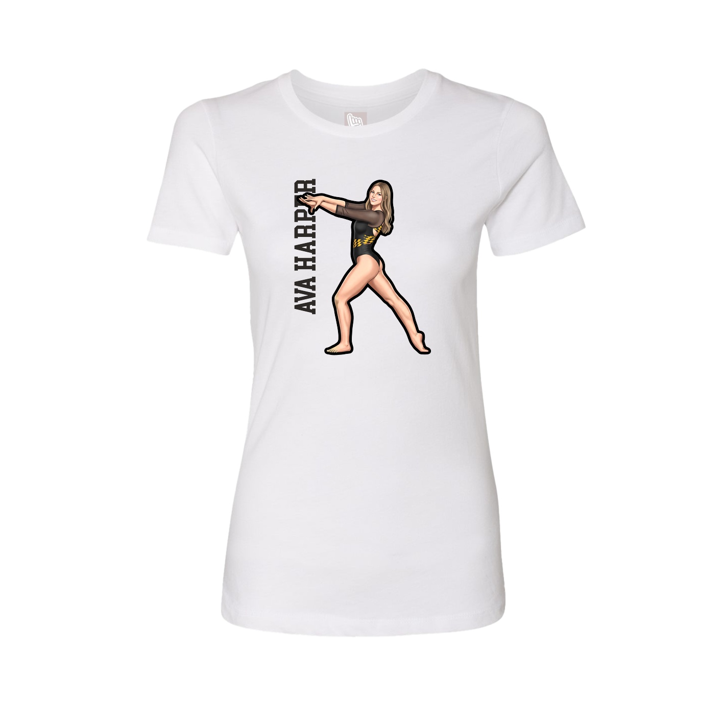 Womens Tee — Name Vertical in White
