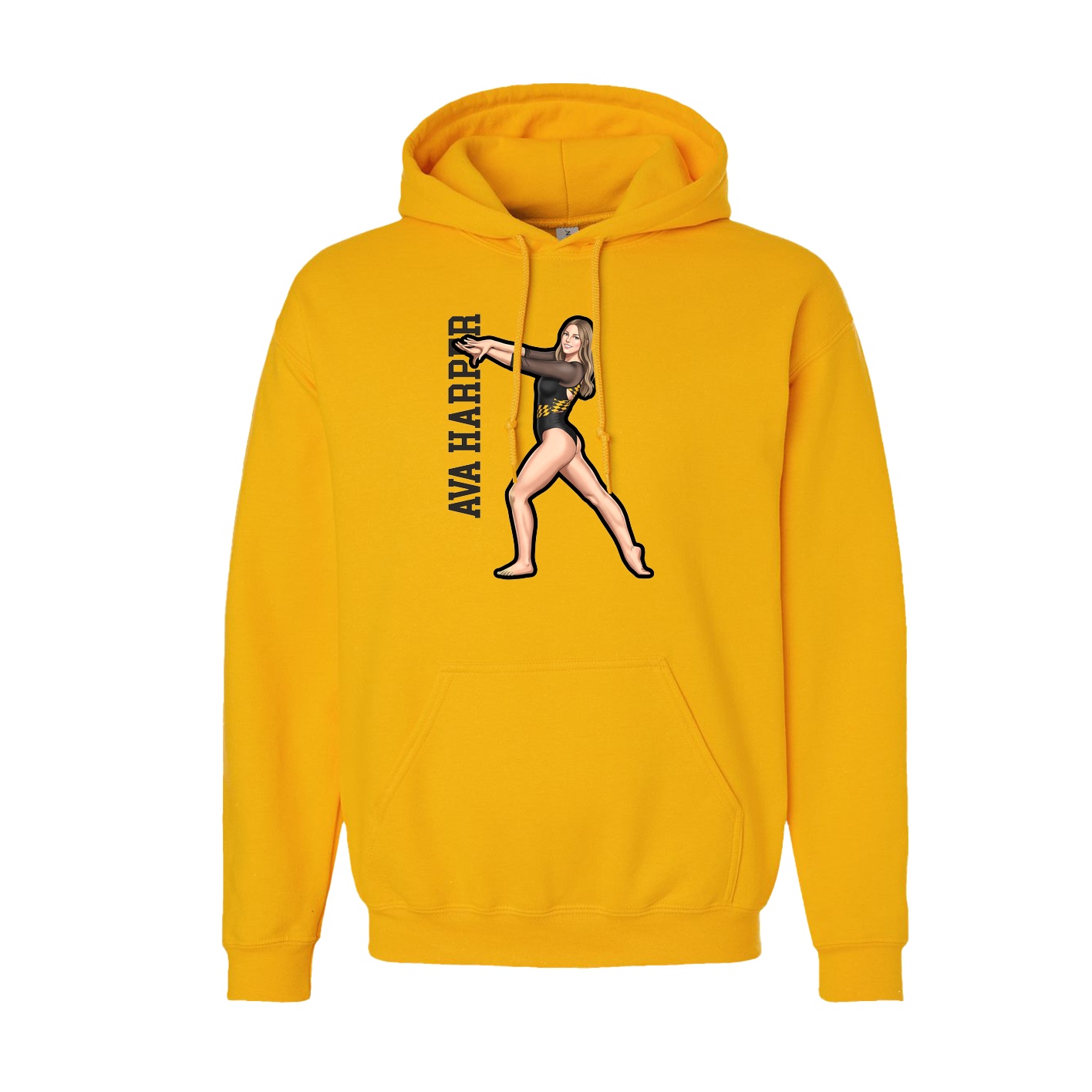 Hoodie — Name Vertical in Gold