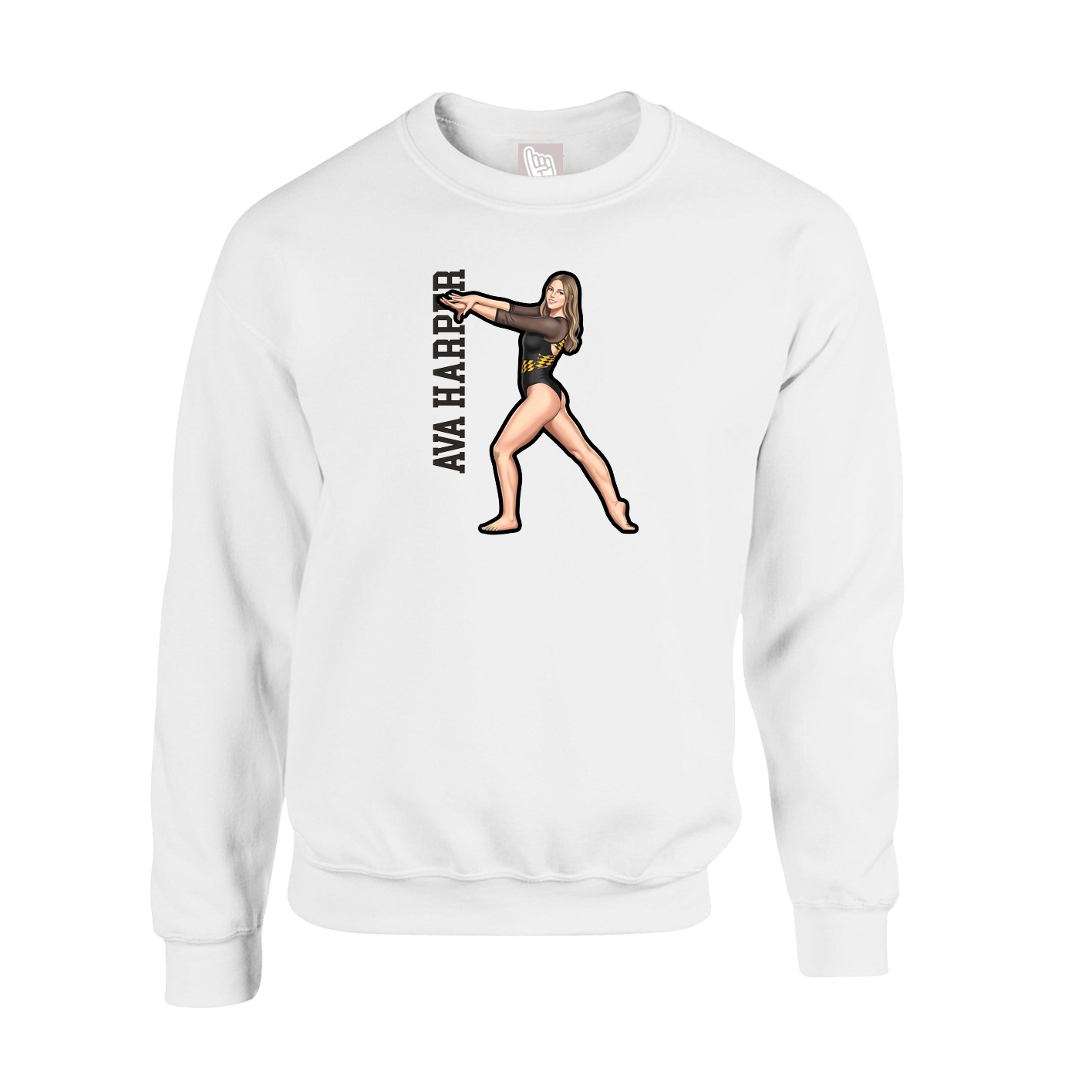 Fleece Crew — Name Vertical in White