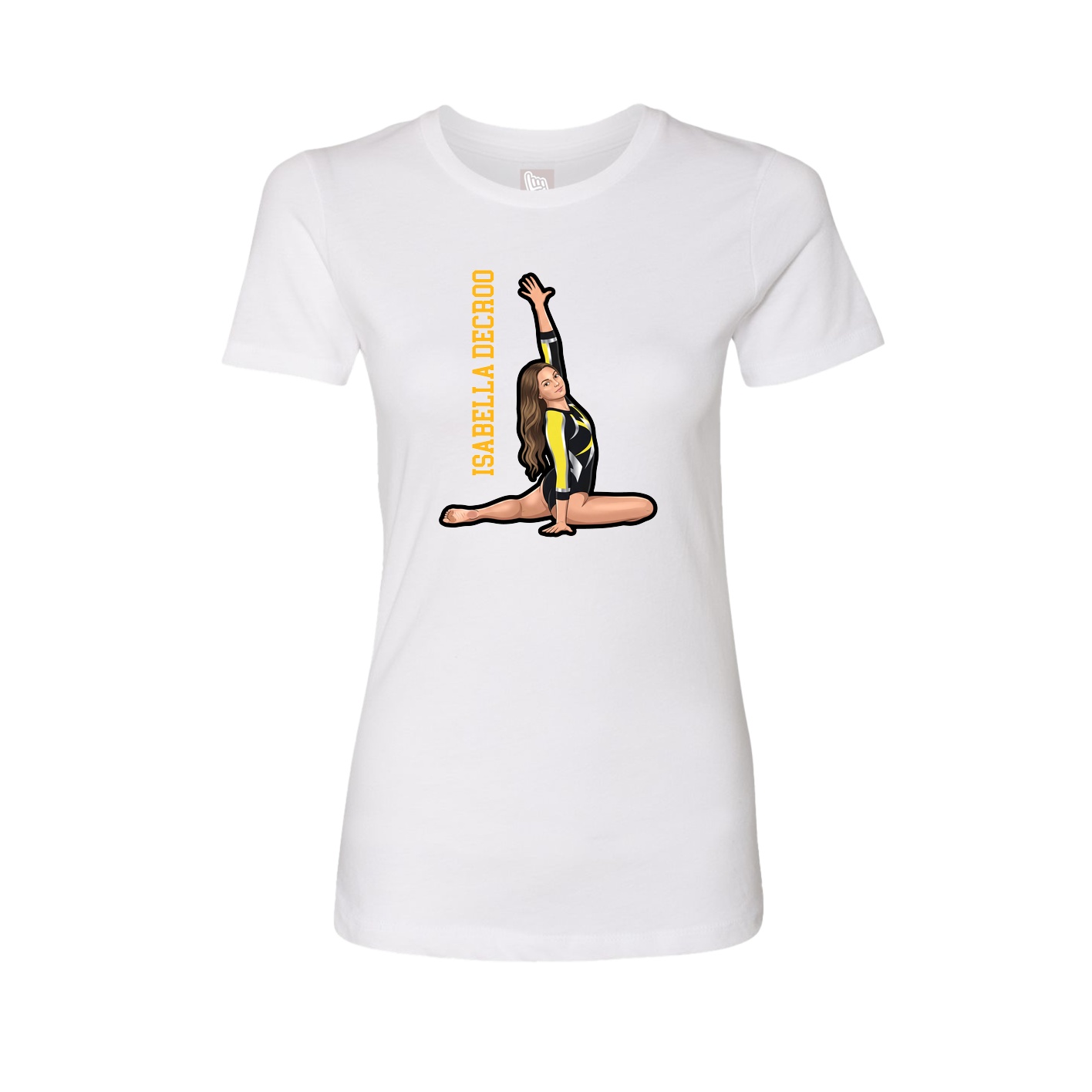 Fitted Women's Tee — Name Vertical in White