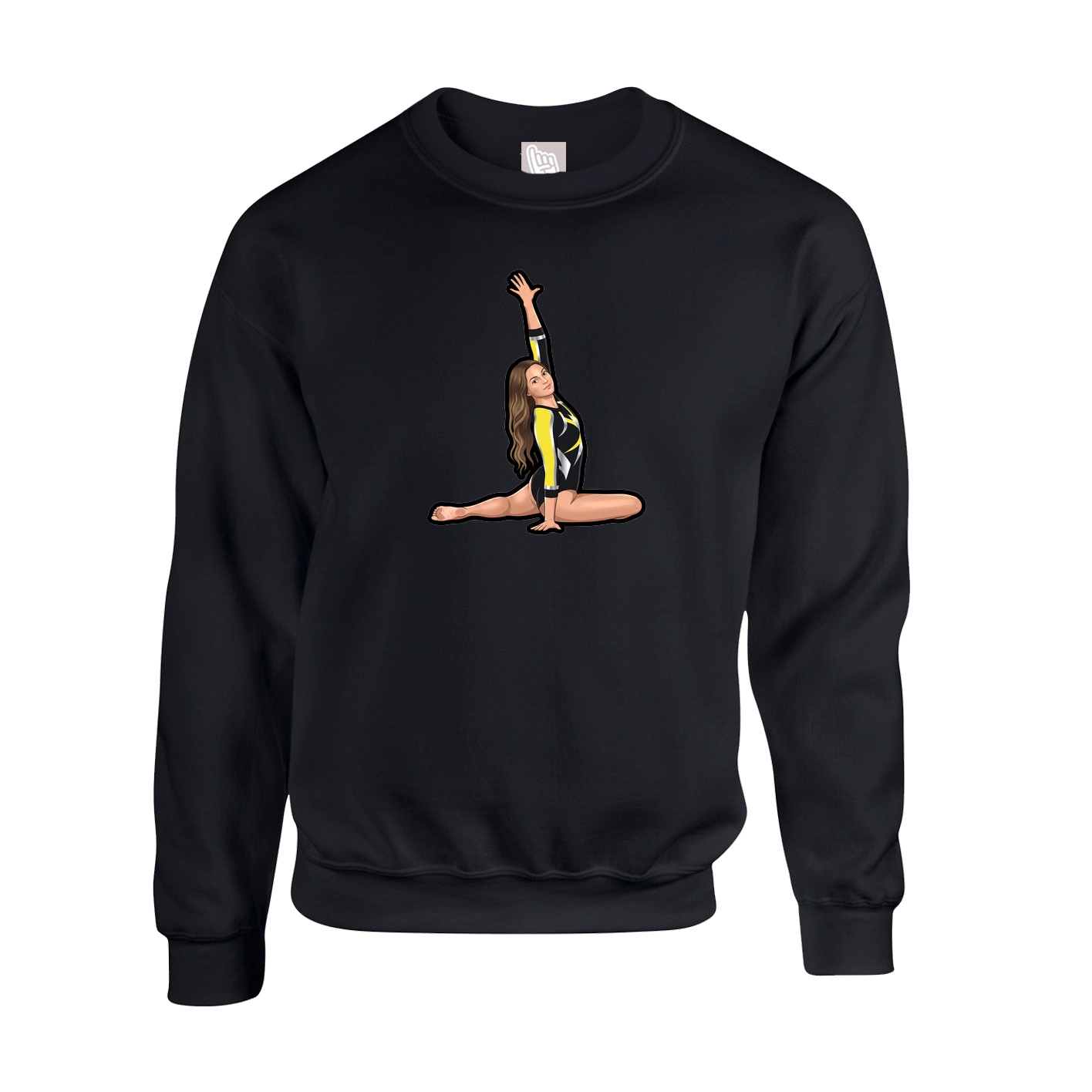 Fleece Crew — Name Vertical in Black