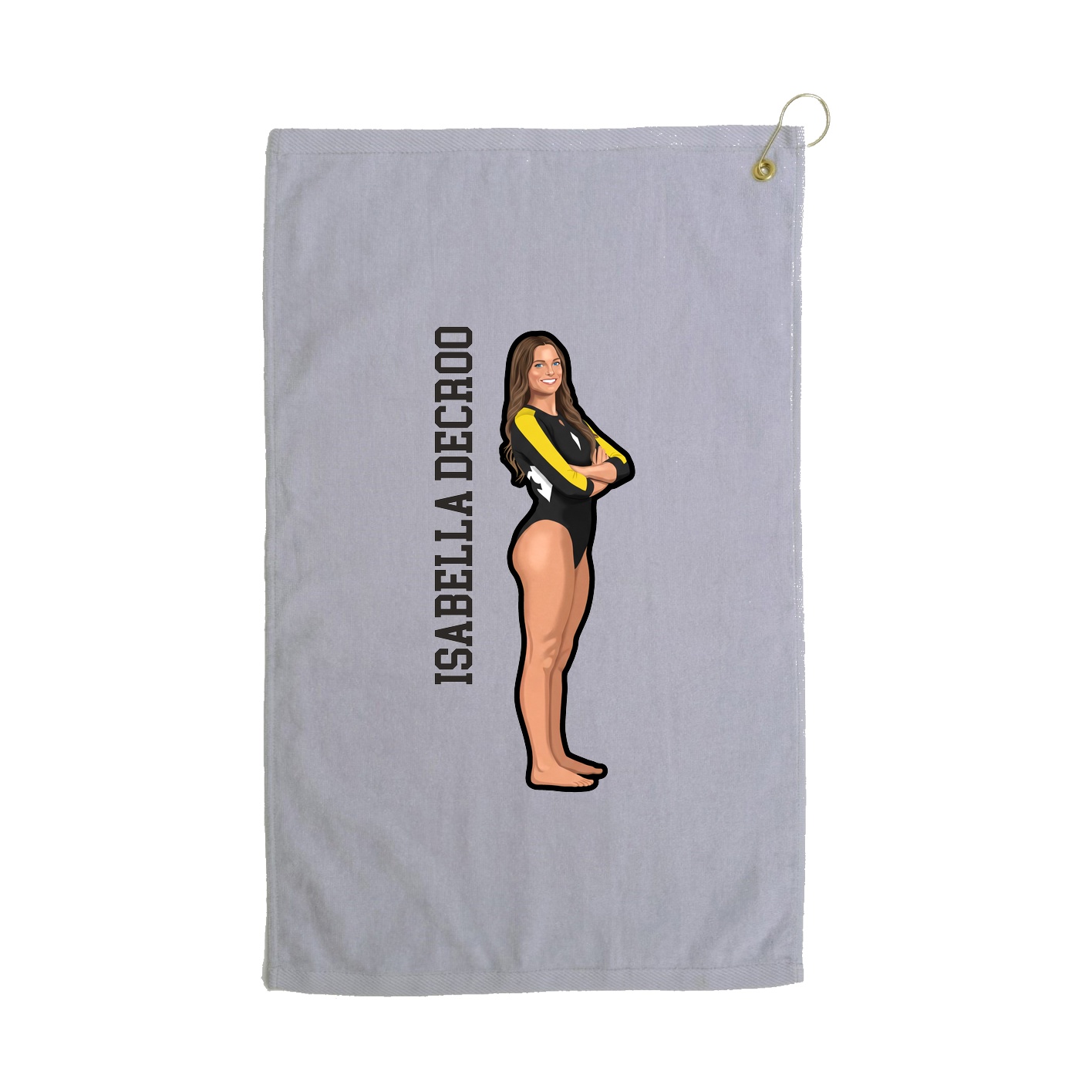 Golf Towel — Name Vertical in Grey