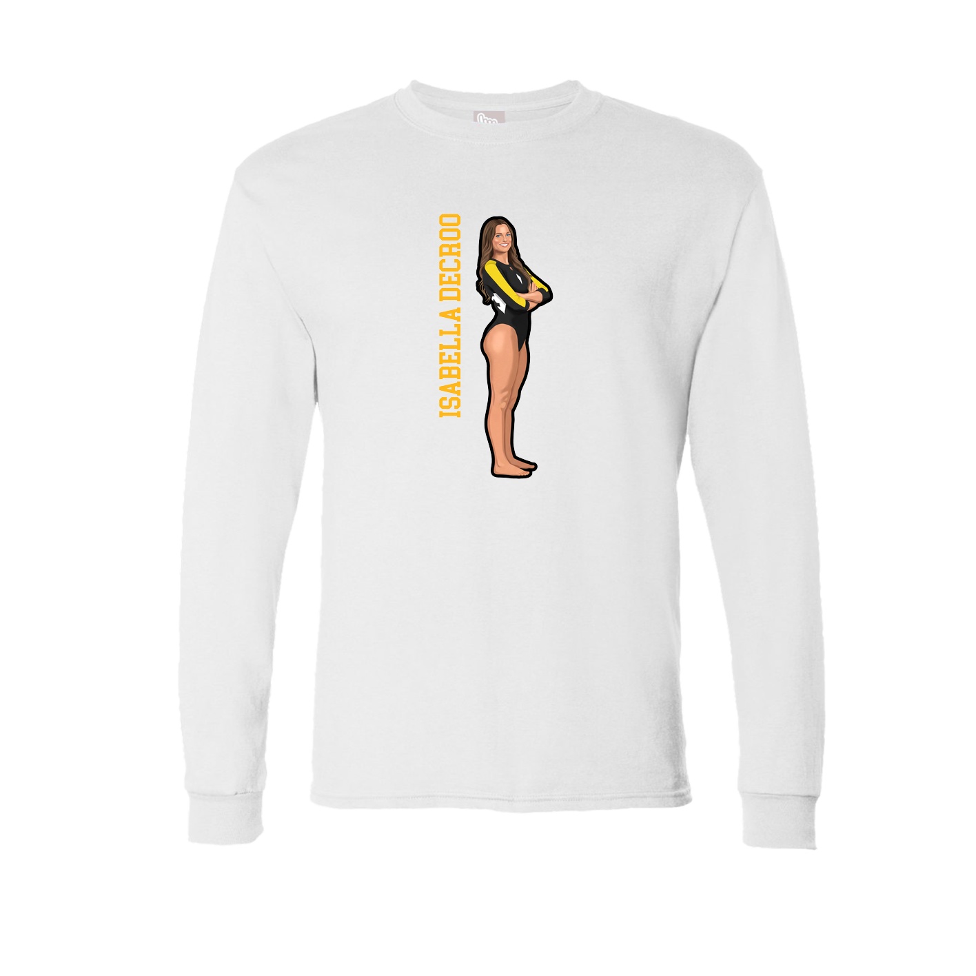 Long Sleeve Tee — Name Vertical in White