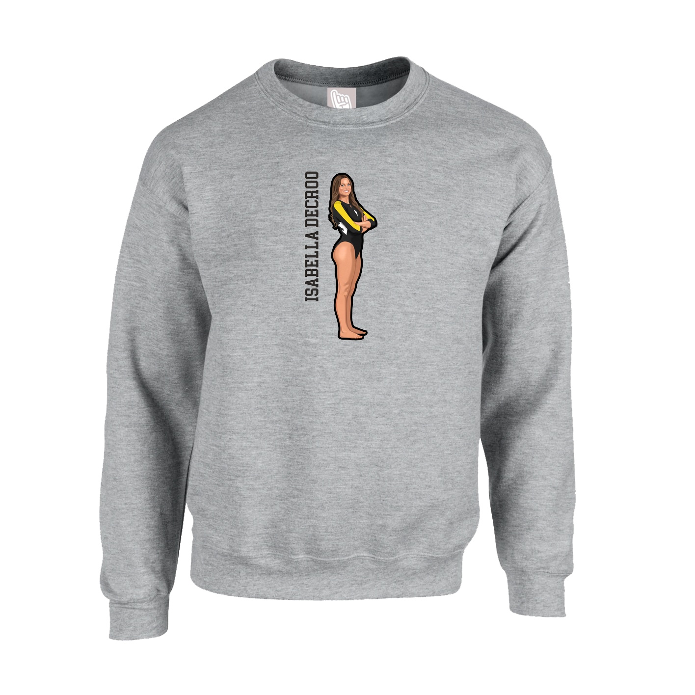 Fleece Crew — Name Vertical in Grey