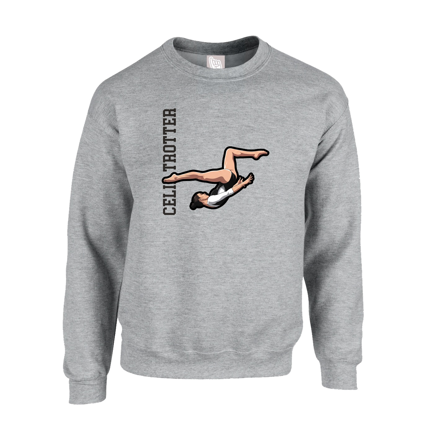 Fleece Crew — Name Vertical in Grey