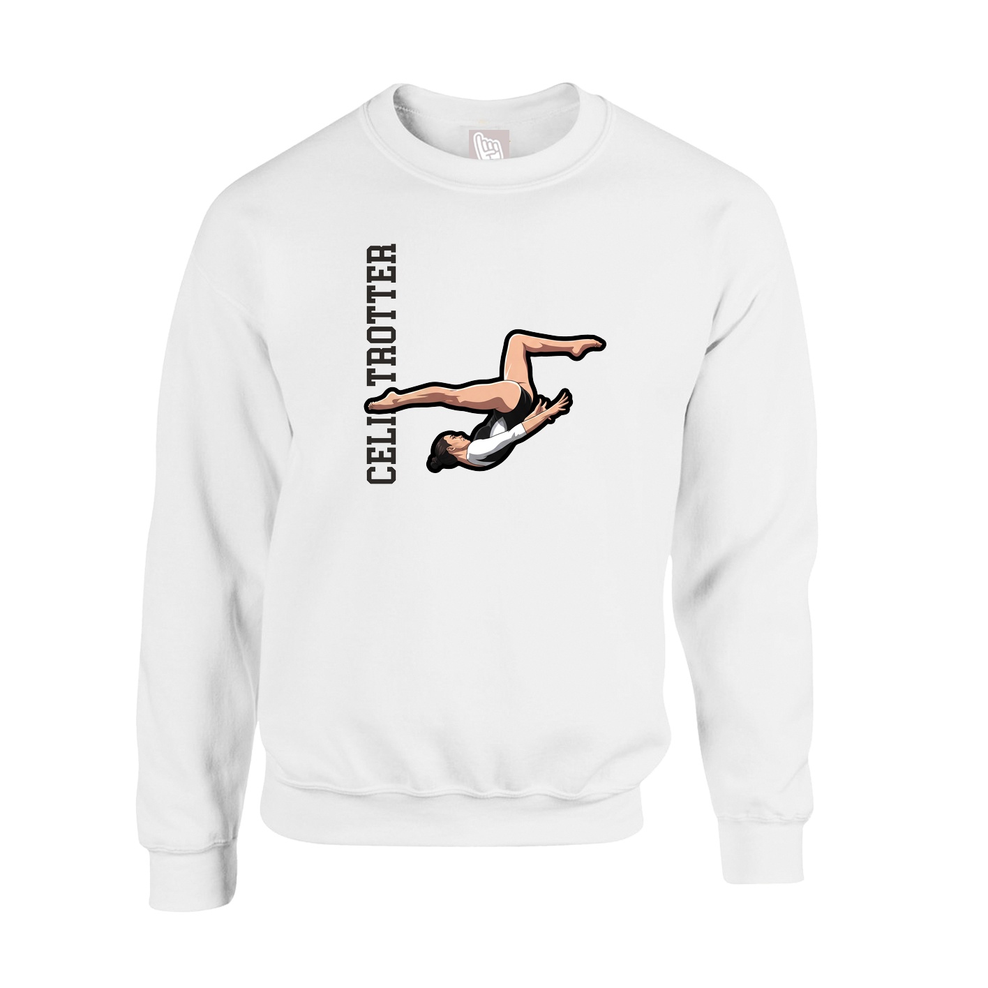 Fleece Crew — Name Vertical in White