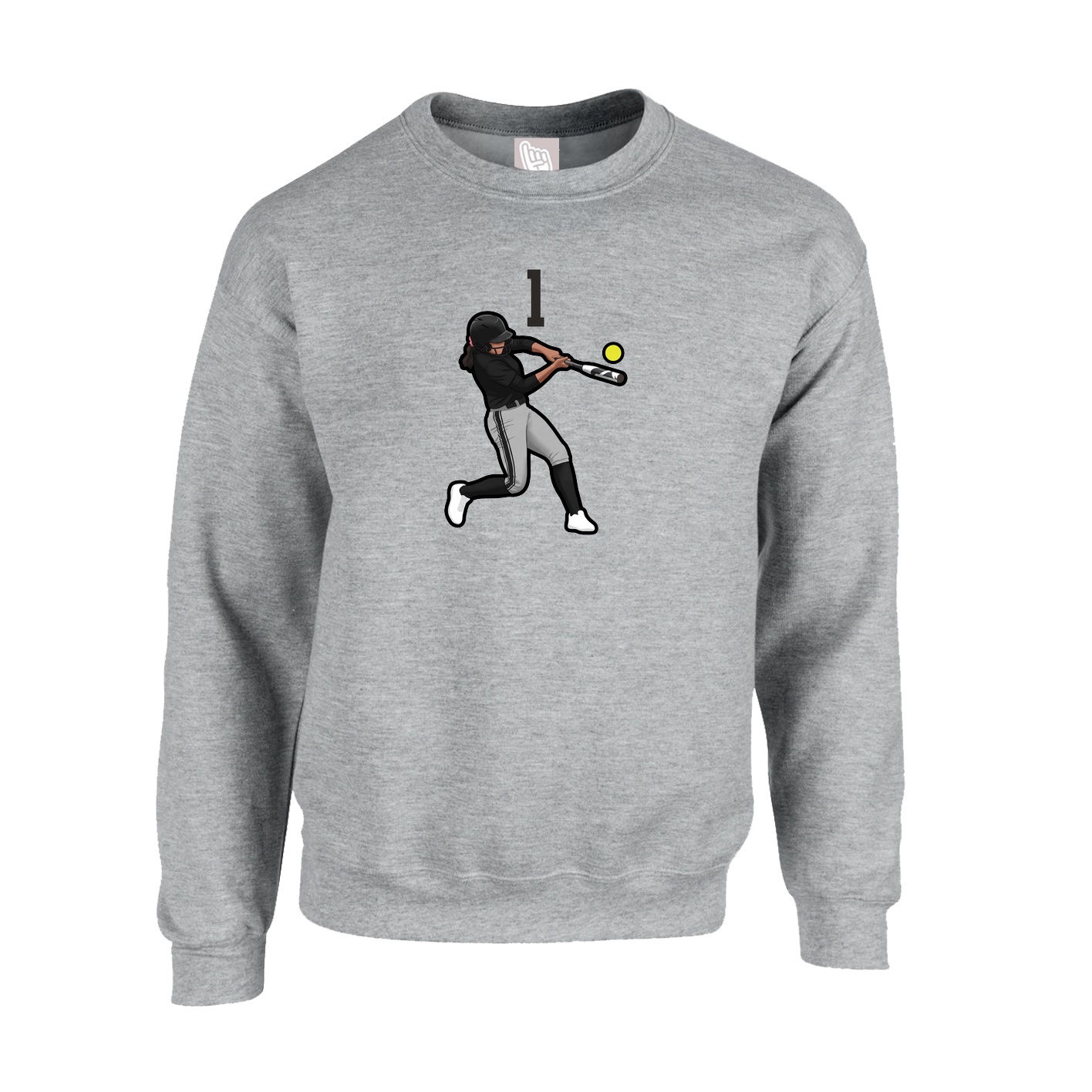 Fleece Crew — Number Top in Grey
