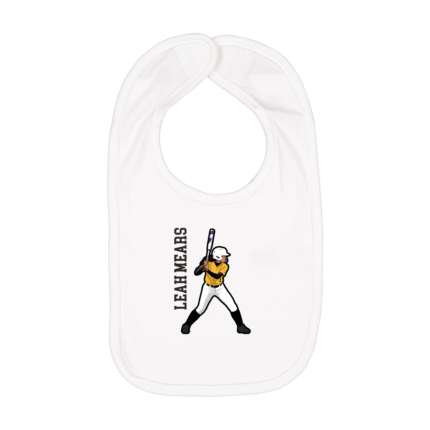 Infant Bib — Name Vertical in White