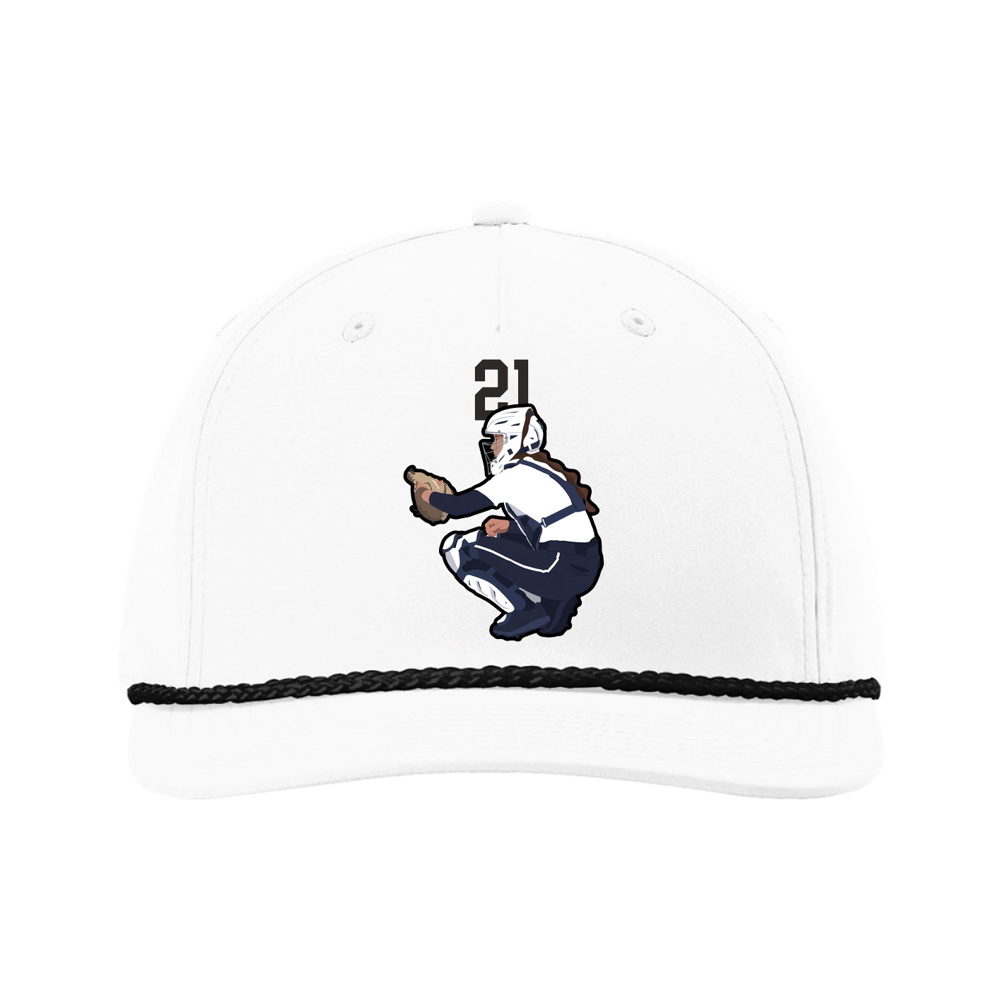 Five-Panel Classic Rope Cap — Number Top in White
