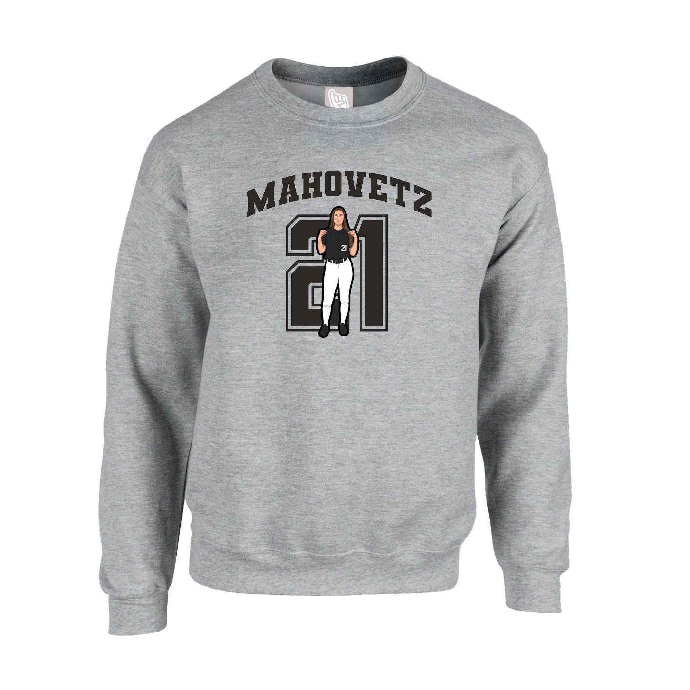 Fleece Crew — Number in Grey