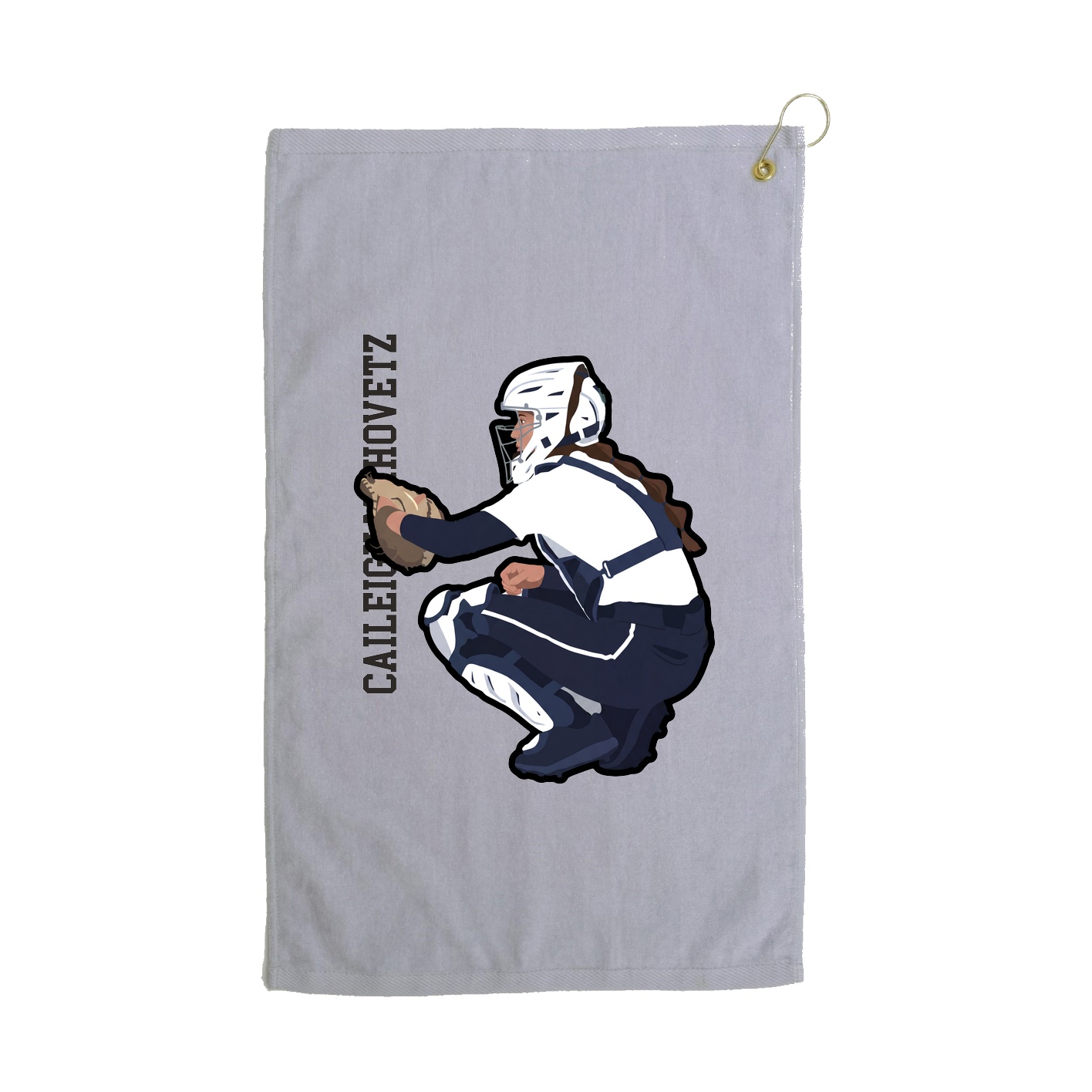 Golf Towel — Name Vertical in Grey