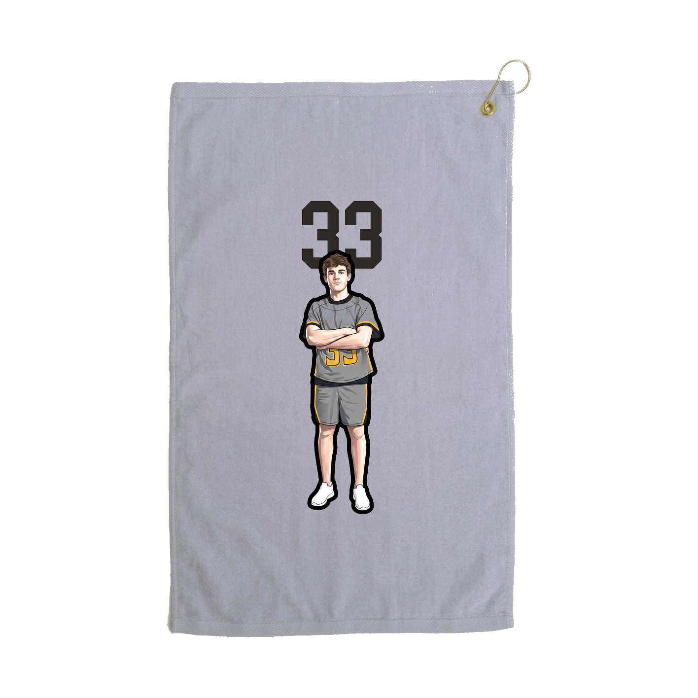 Golf Towel — Number Top in Grey