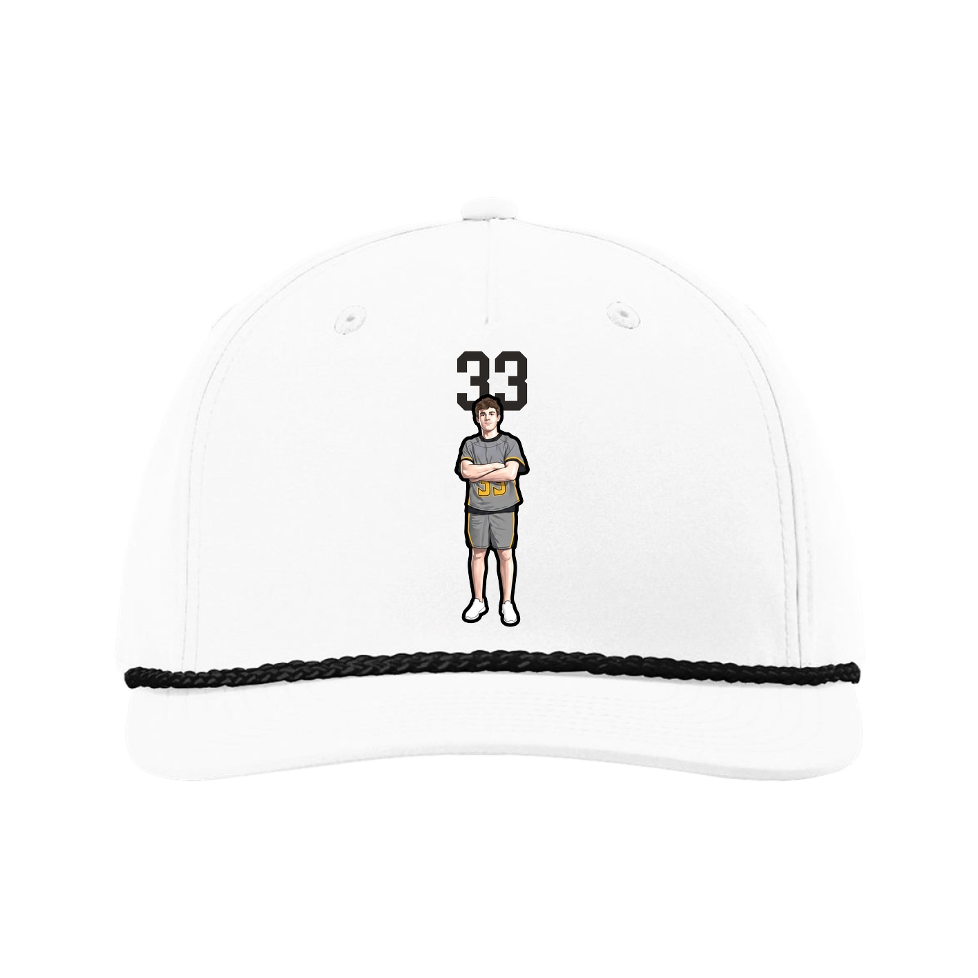 Five-Panel Classic Rope Cap — Number Top in White