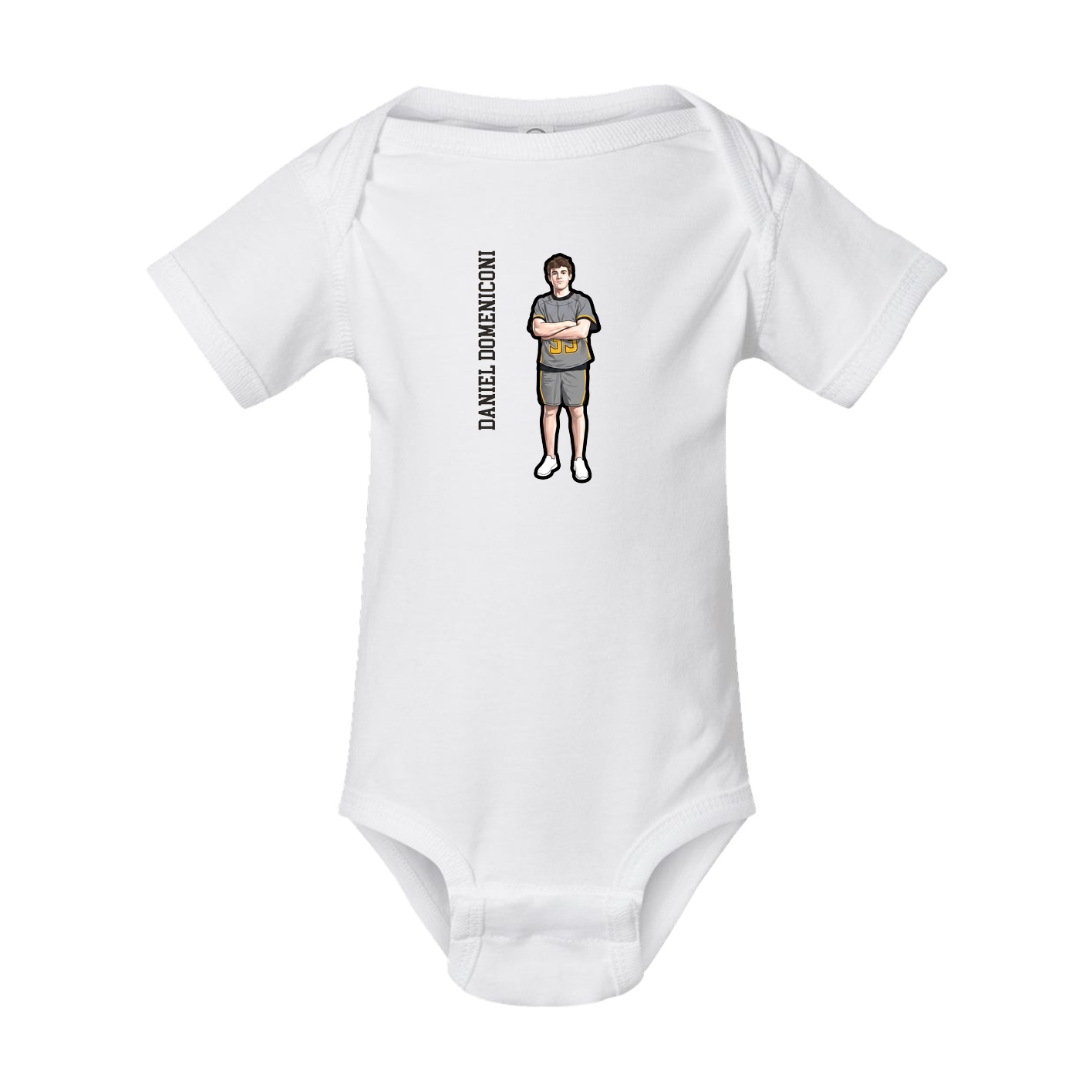 Baby Onesie — Name Vertical in White