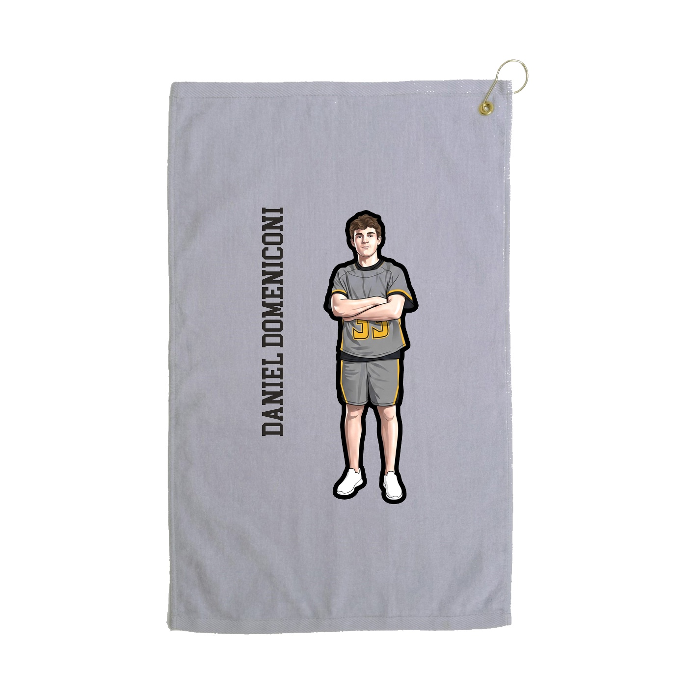 Golf Towel — Name Vertical in Grey