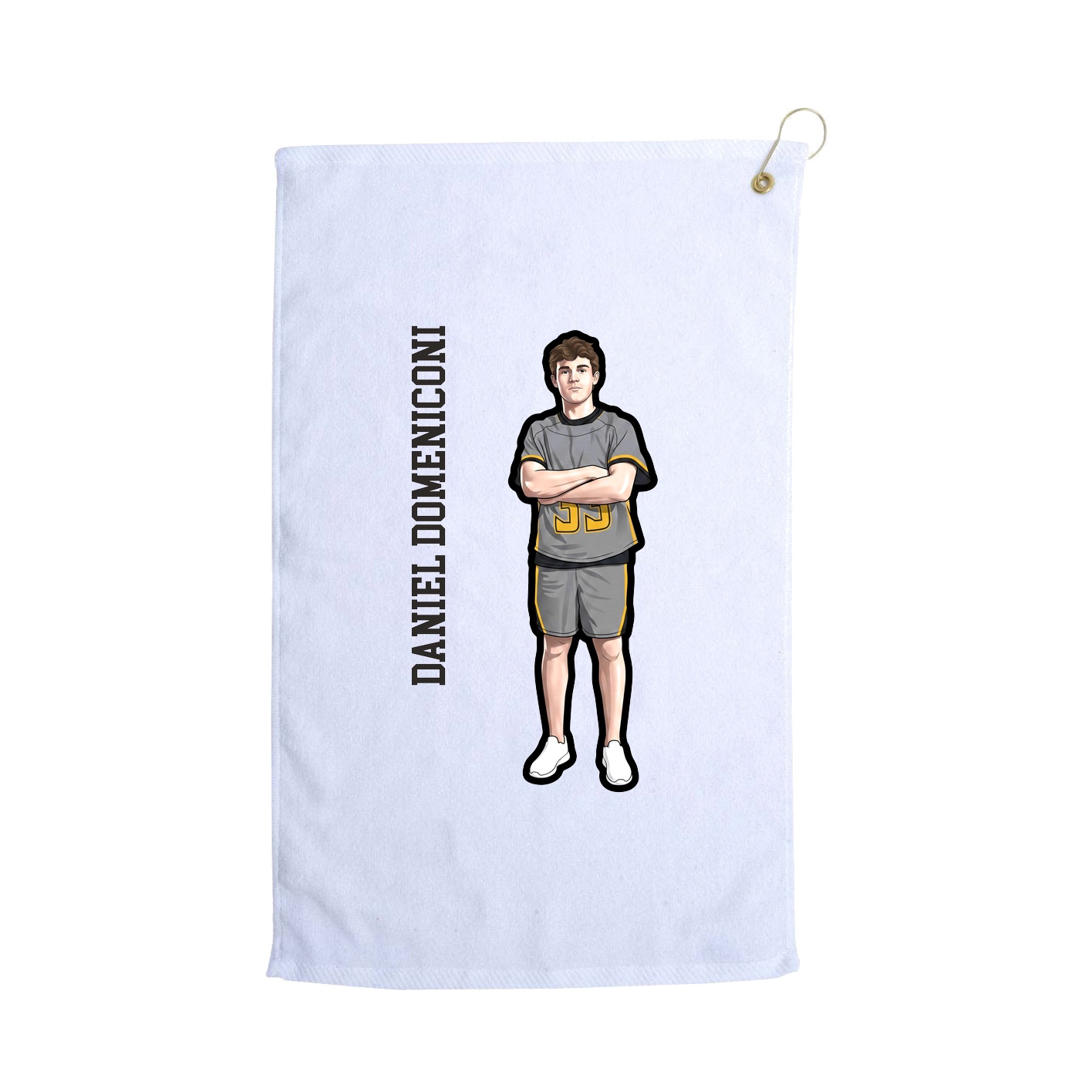 Golf Towel — Name Vertical in White