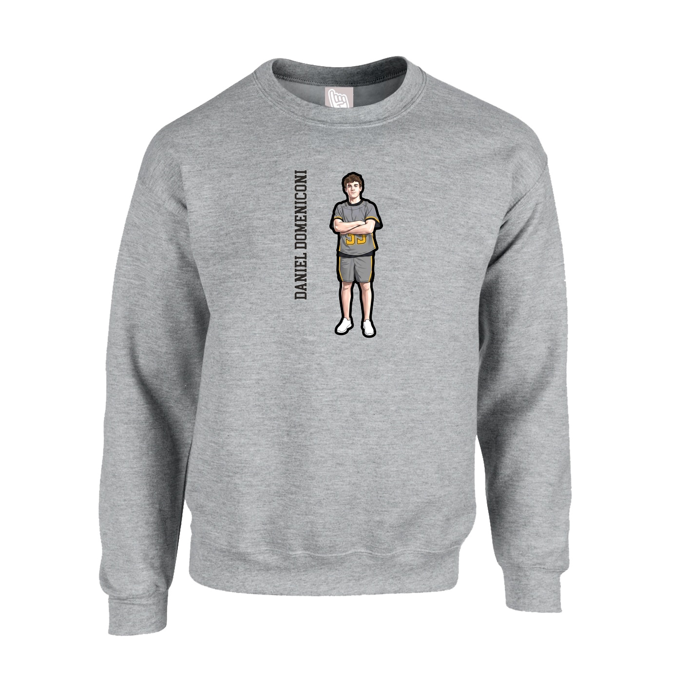 Fleece Crew — Name Vertical in Grey