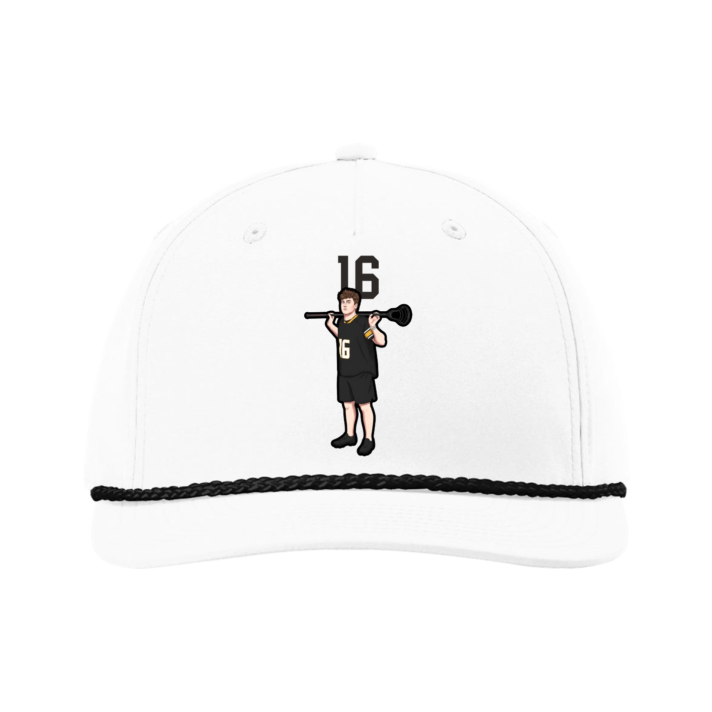 Five-Panel Classic Rope Cap — Number Top in White