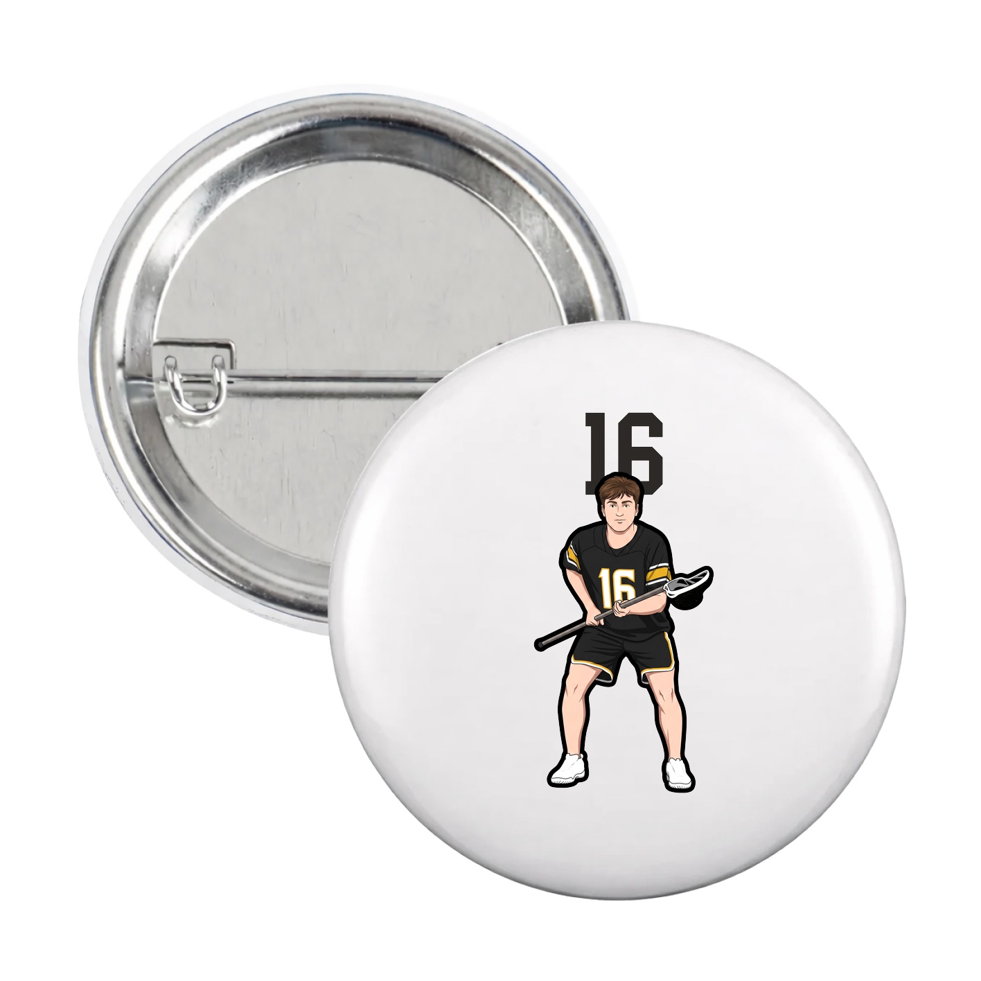 Game Day Button — Number Top in White