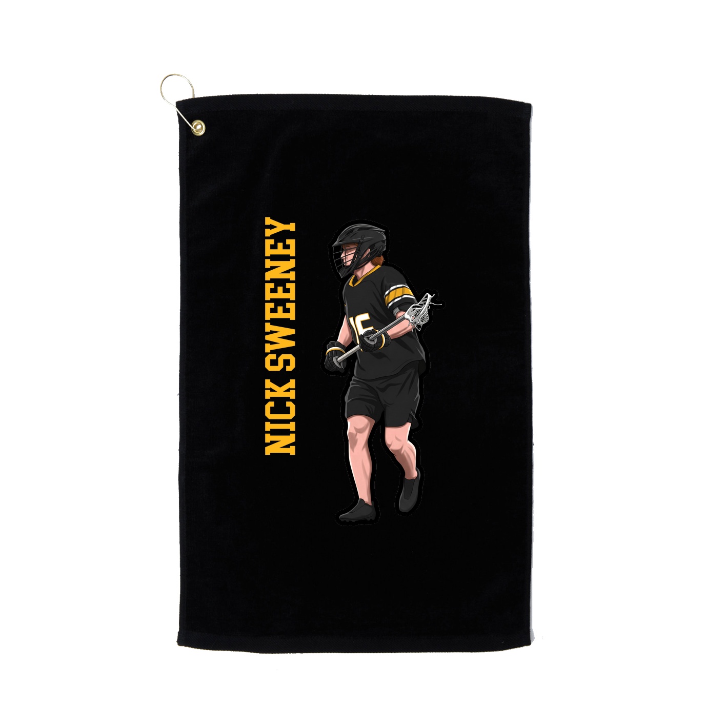 Golf Towel — Name Vertical in Black