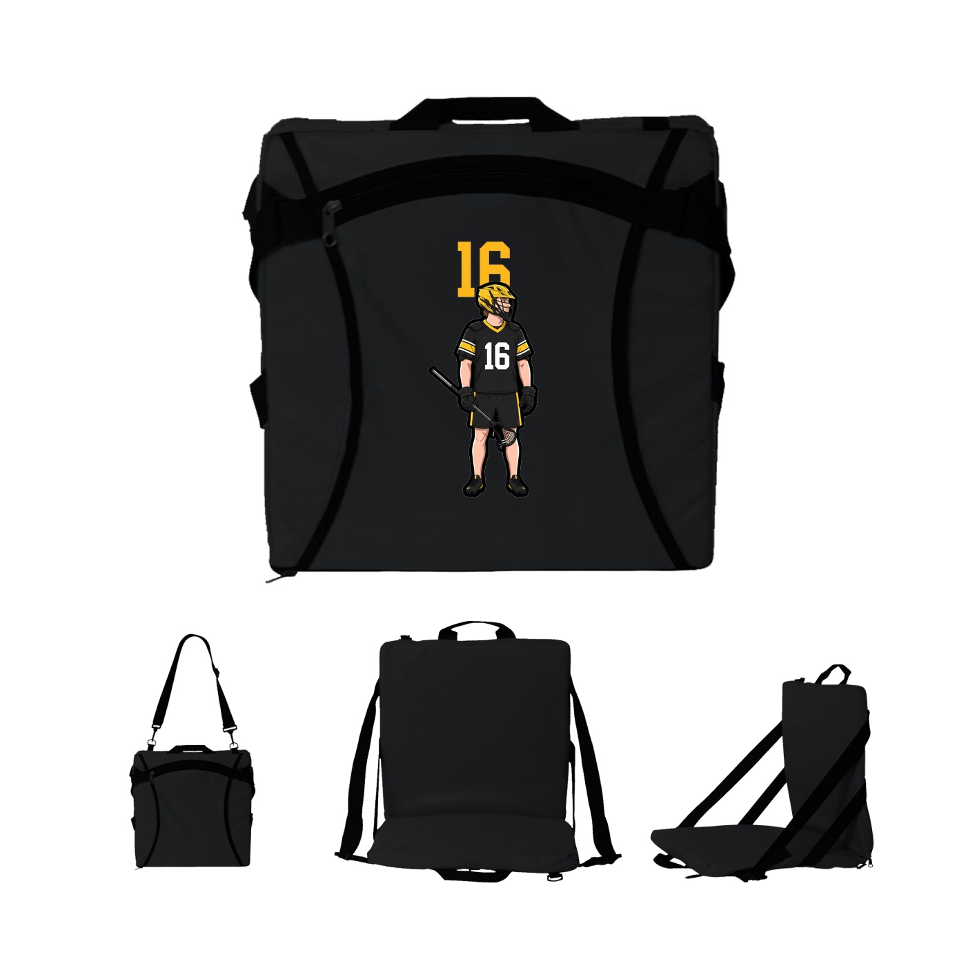 Folding Stadium Seat — Number Top in Black