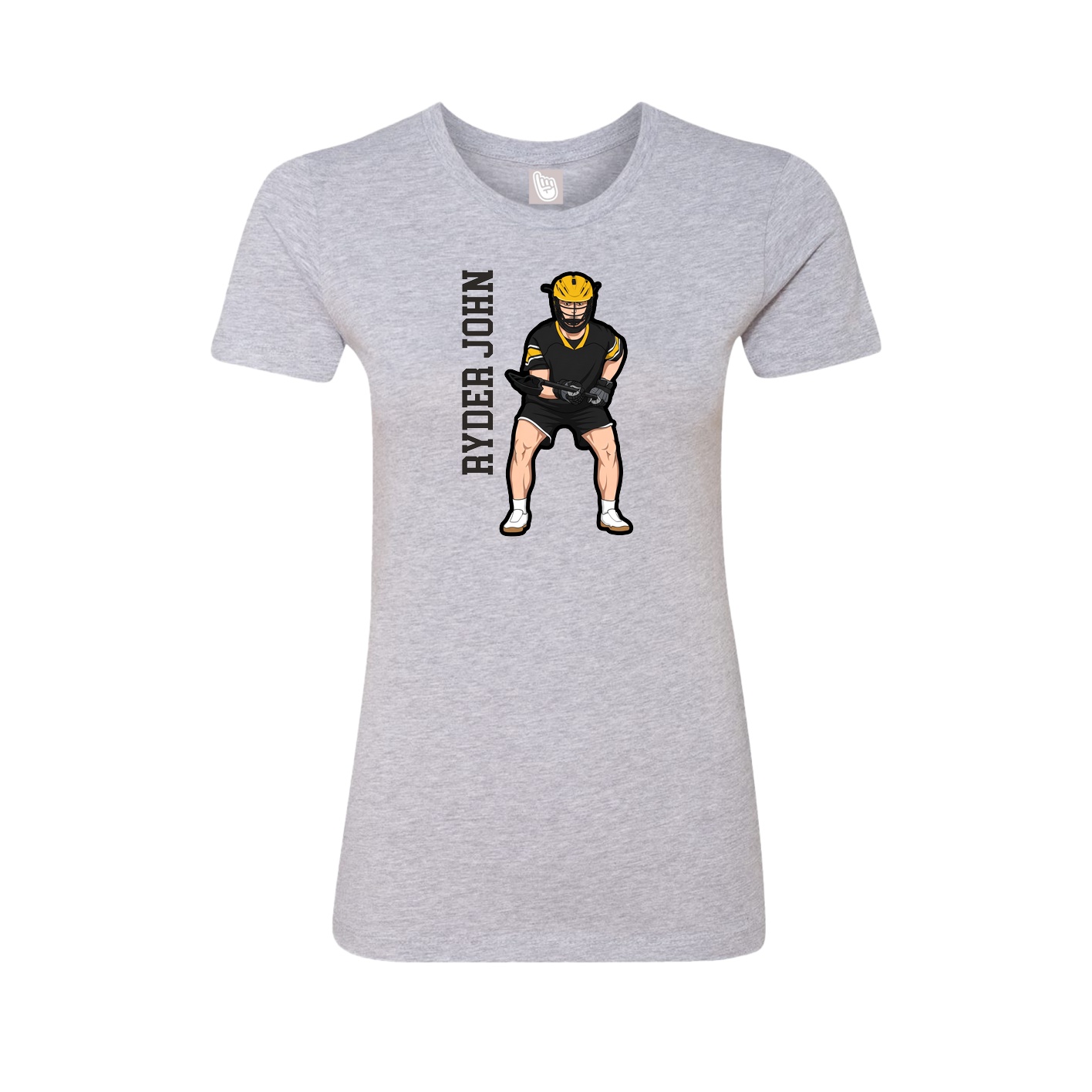Fitted Women's Tee — Name Vertical in Grey