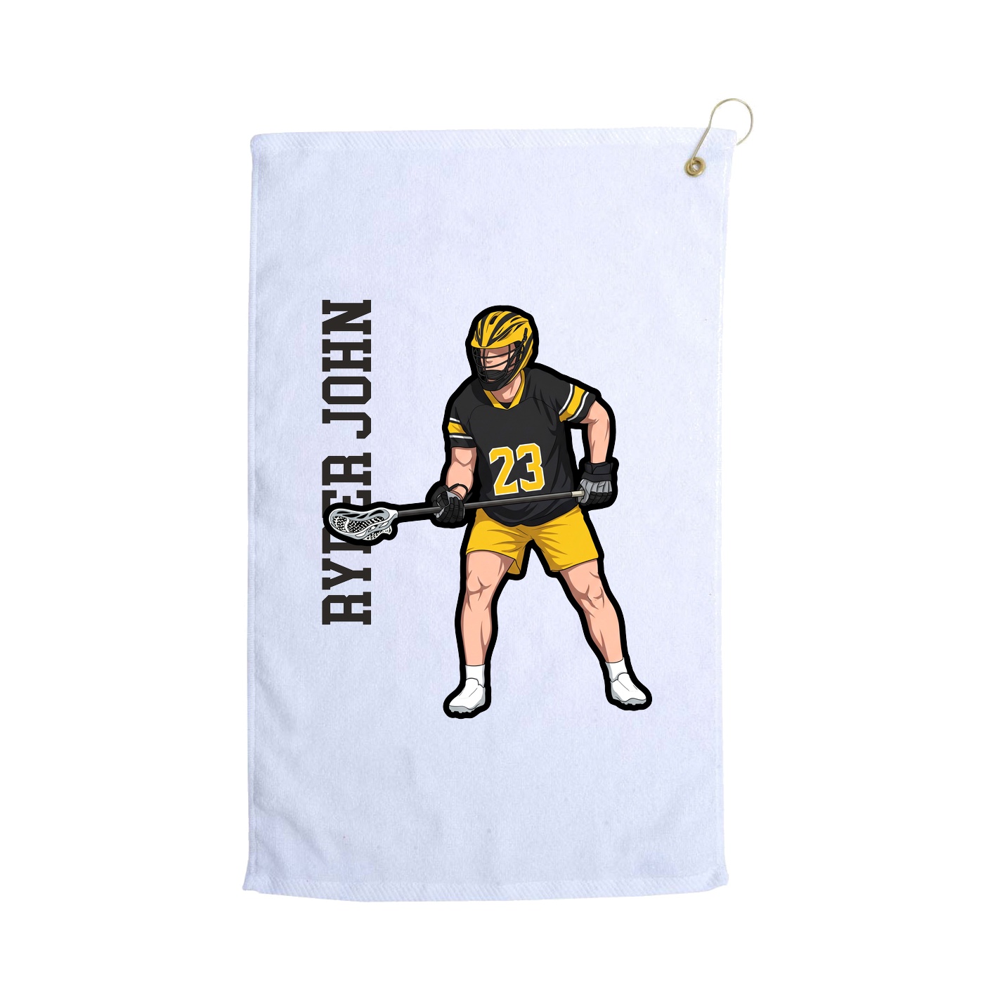 Golf Towel — Name Vertical in White
