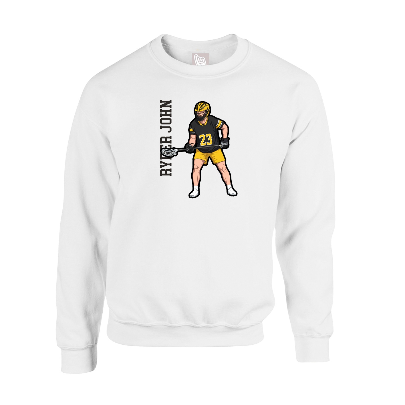 Fleece Crew — Name Vertical in White