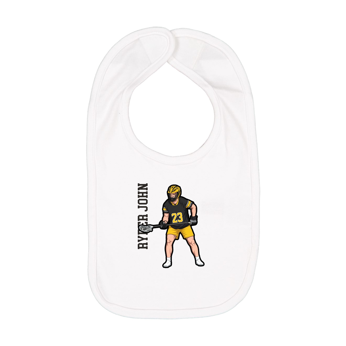 Infant Bib — Name Vertical in White