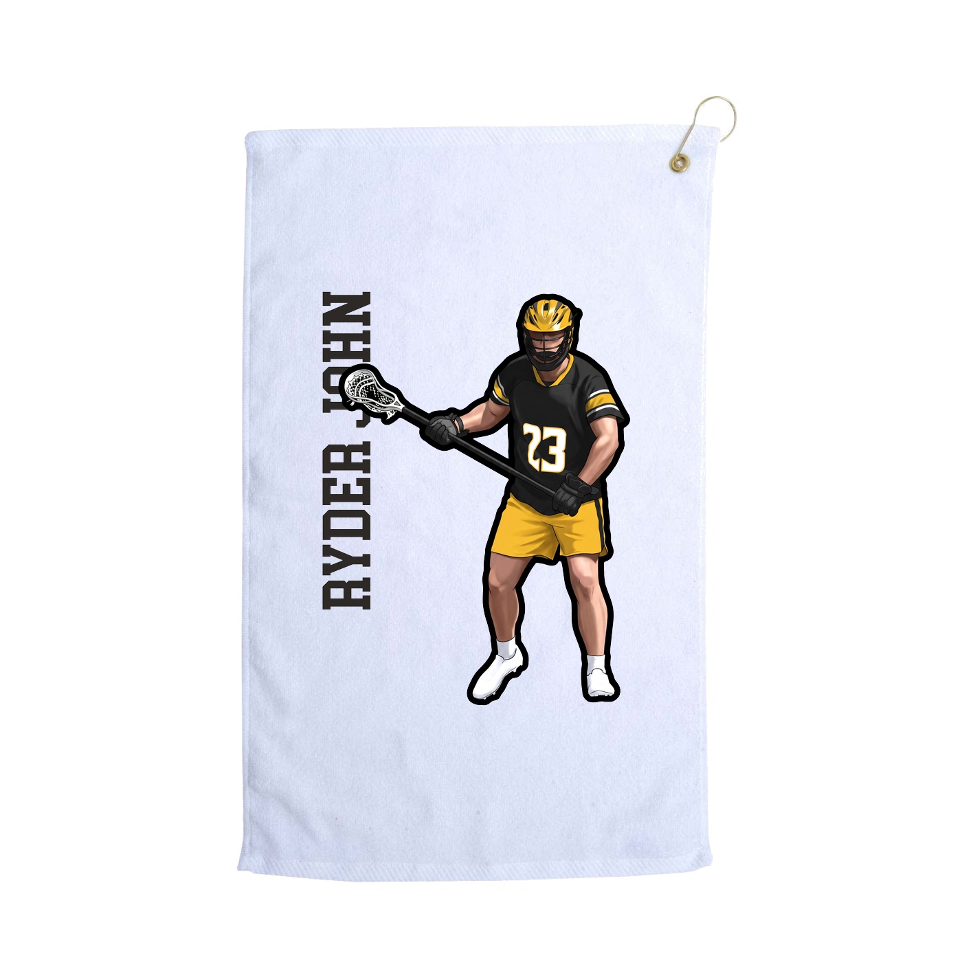 Golf Towel — Name Vertical in White