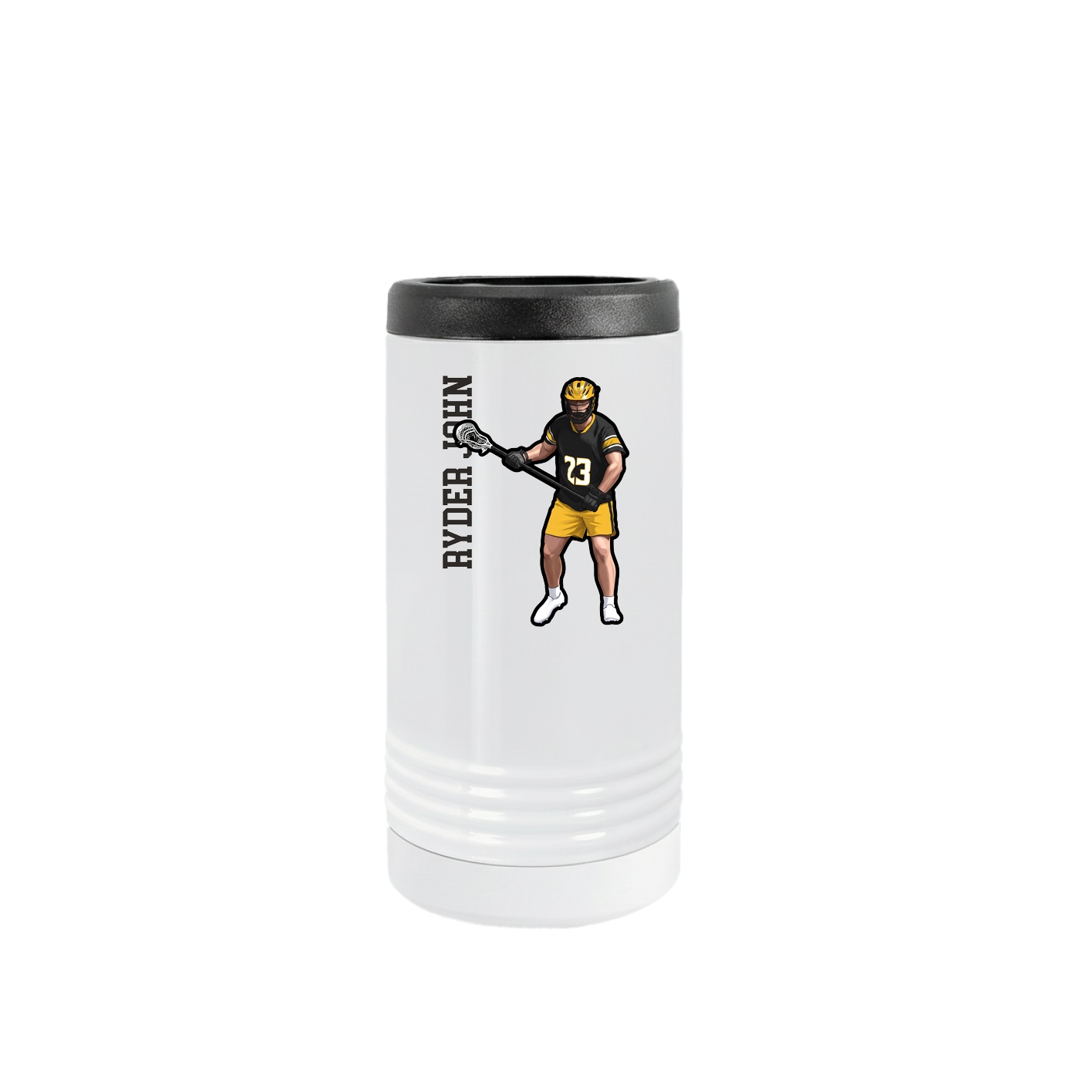 Slim Beverage Holder — Name Vertical in White