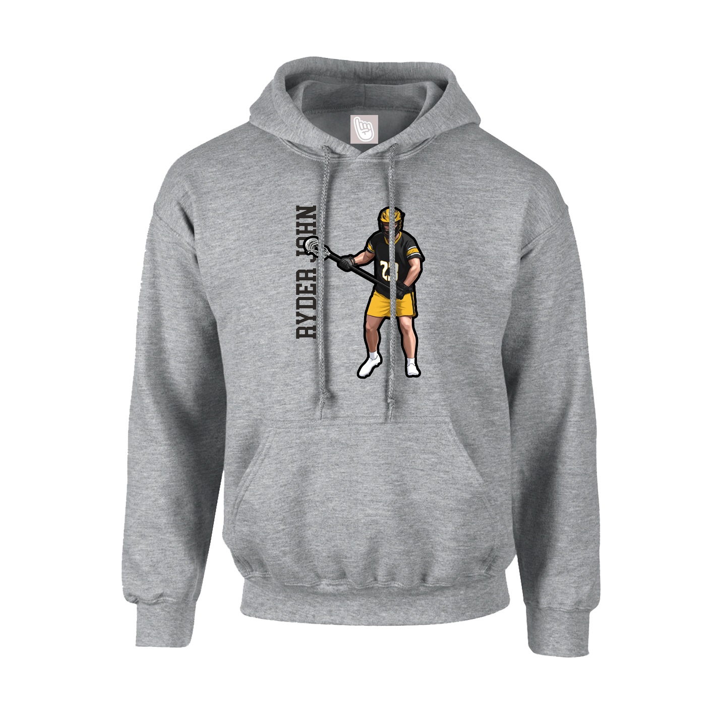 Youth Hoodie — Name Vertical in Grey