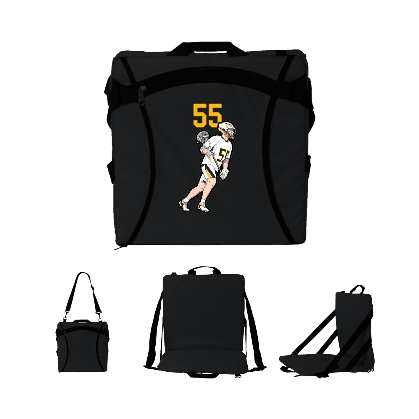 Folding Stadium Seat — Number Top in Black