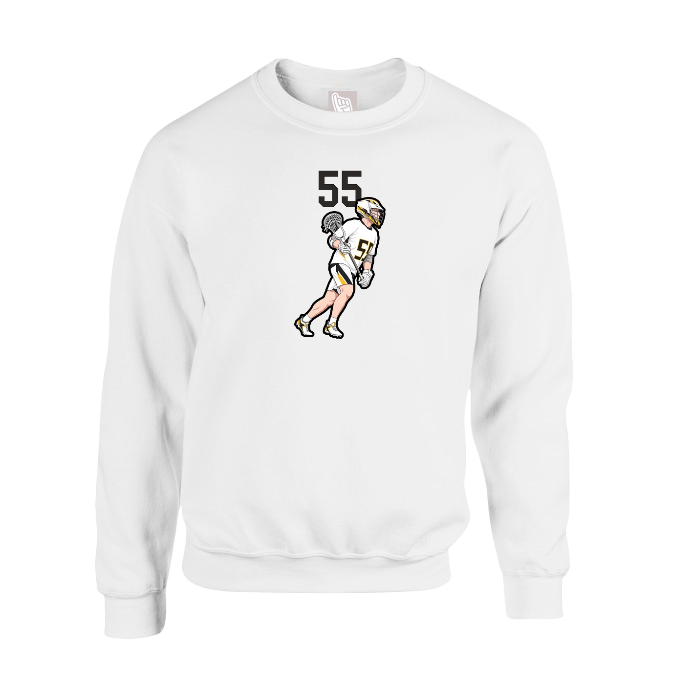 Fleece Crew — Number Top in White