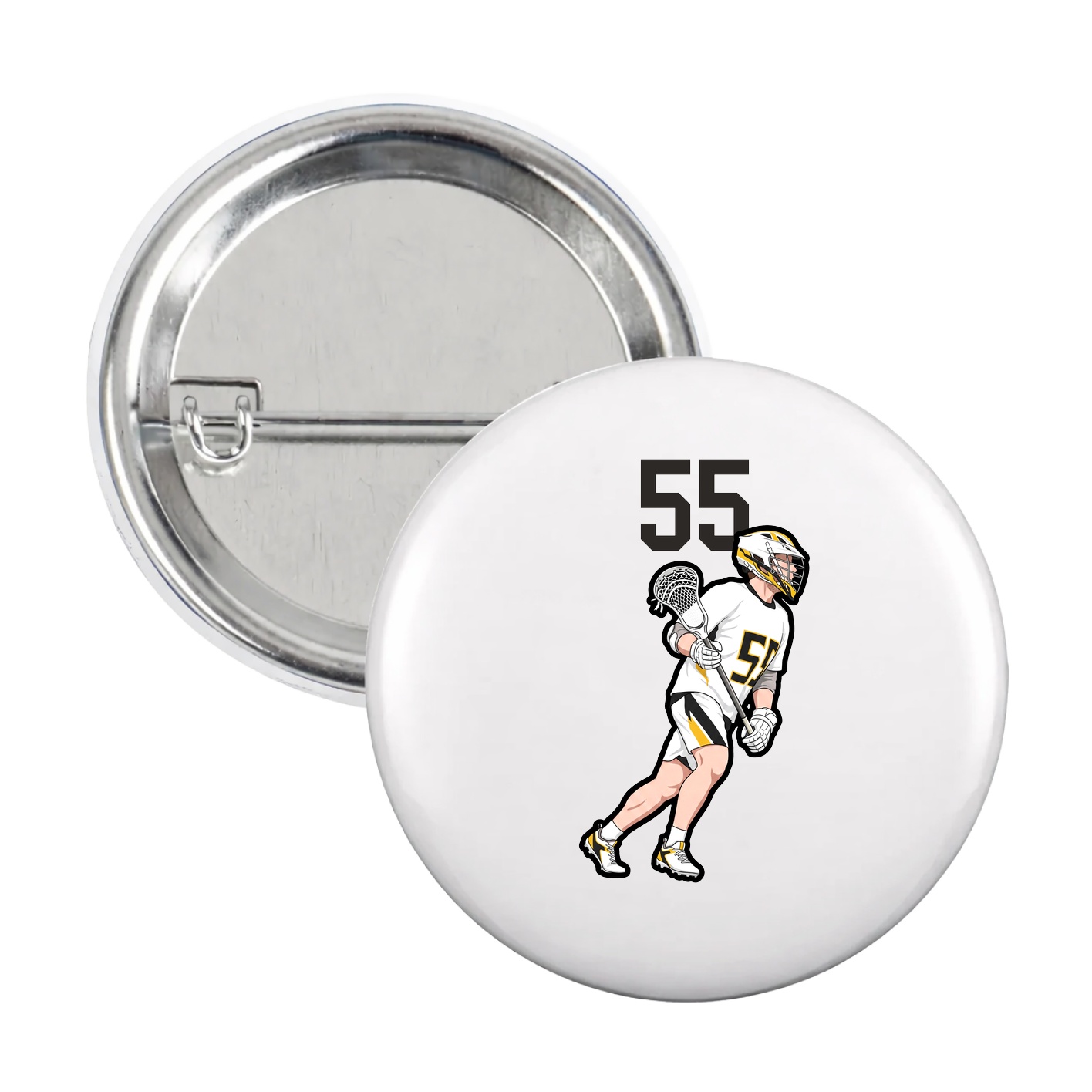 Game Day Button — Number Top in White