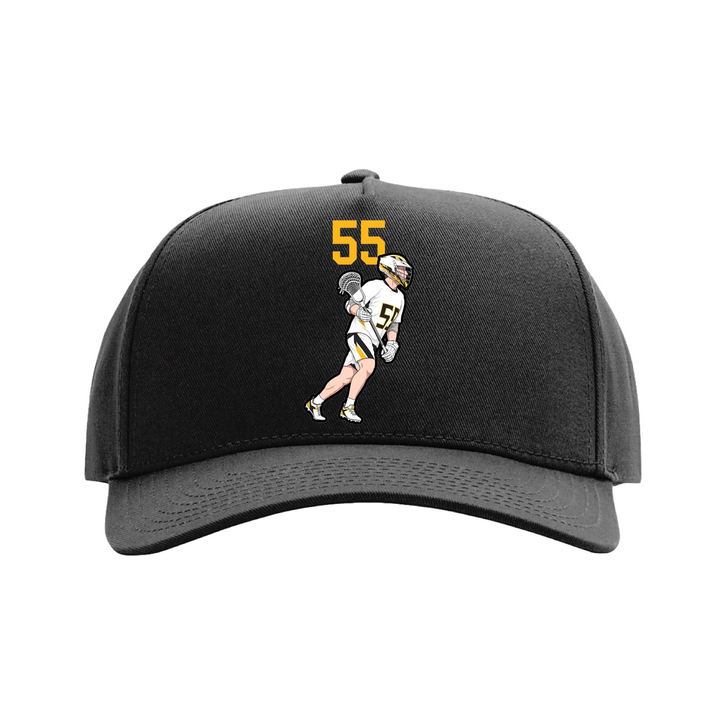 Full Fabric Five-Panel Champ Cap — Number Top in Black