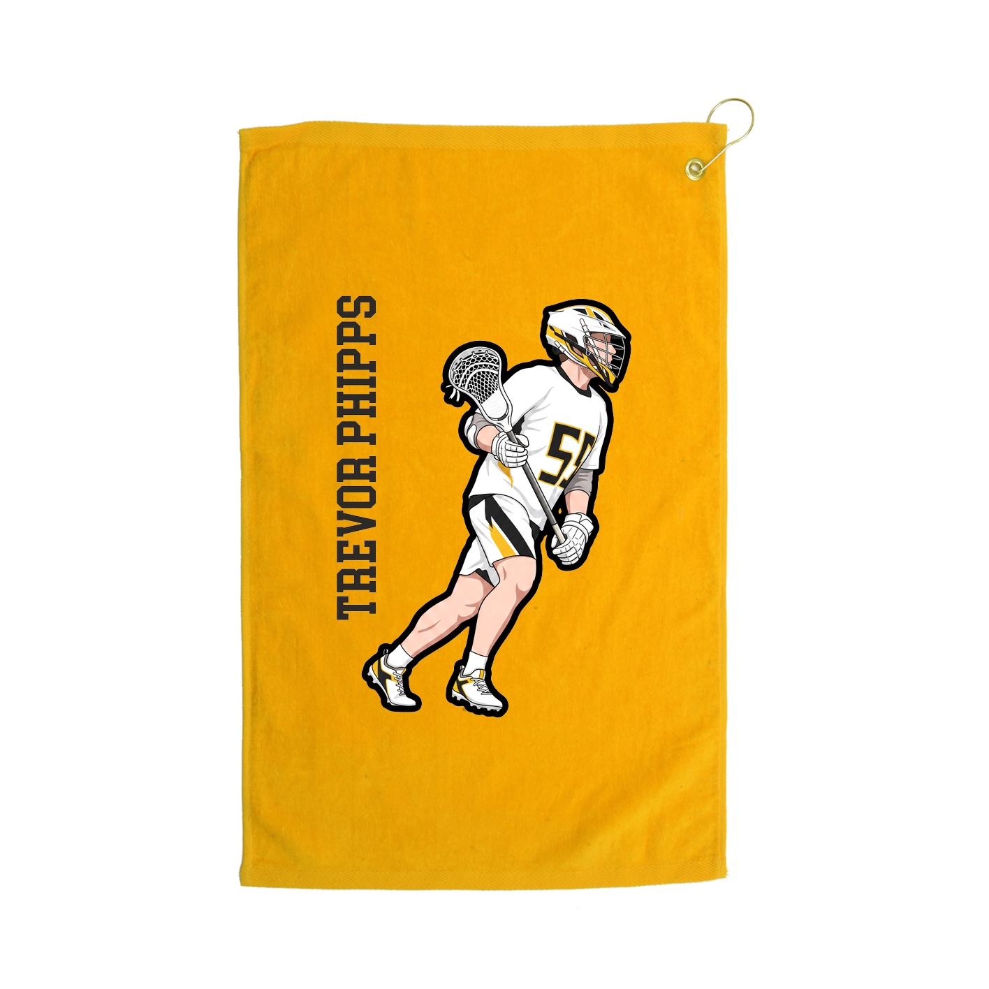 Golf Towel — Name Vertical in Gold