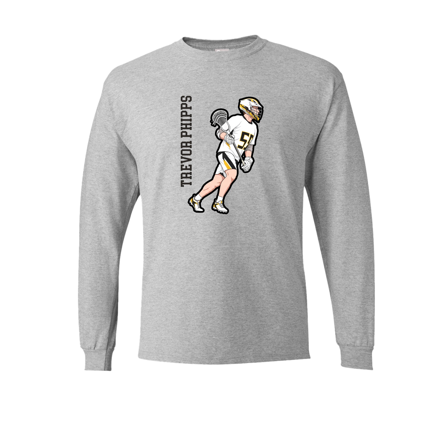 Long Sleeve Tee — Name Vertical in Grey
