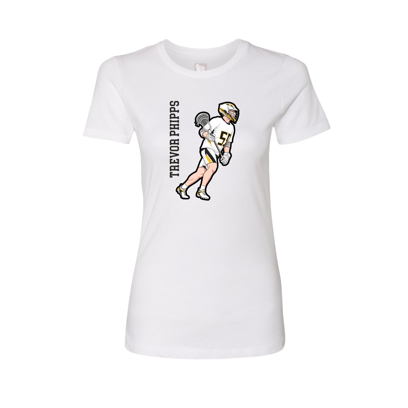 Fitted Women's Tee — Name Vertical in White