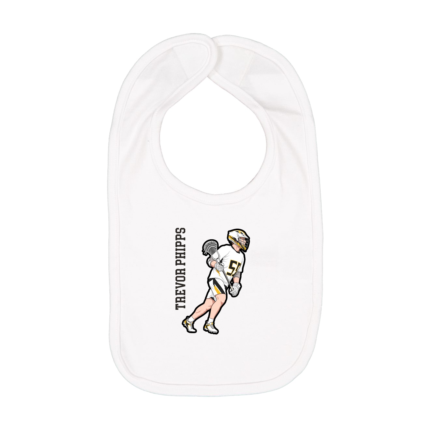 Infant Bib — Name Vertical in White